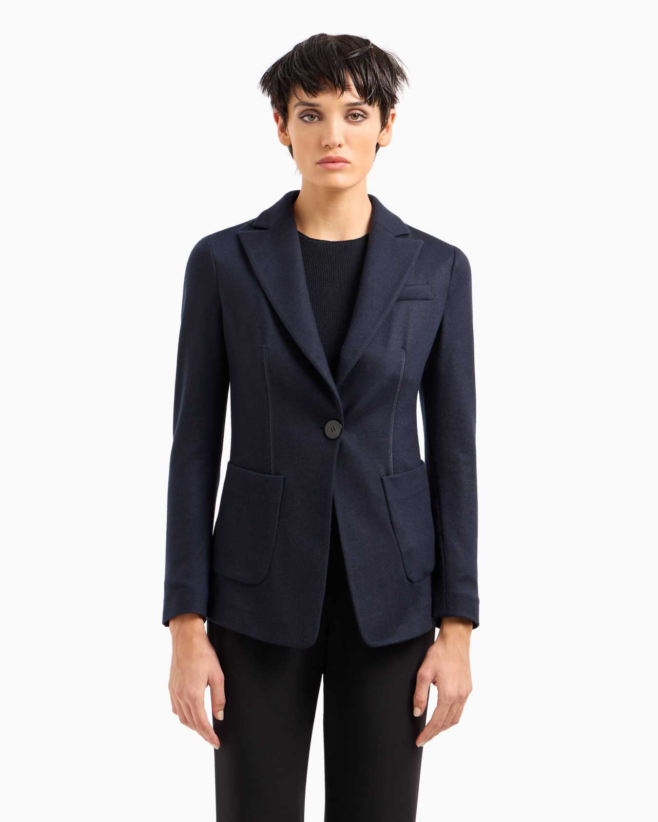 Single-breasted jacket in pure cashmere jersey Slide 1