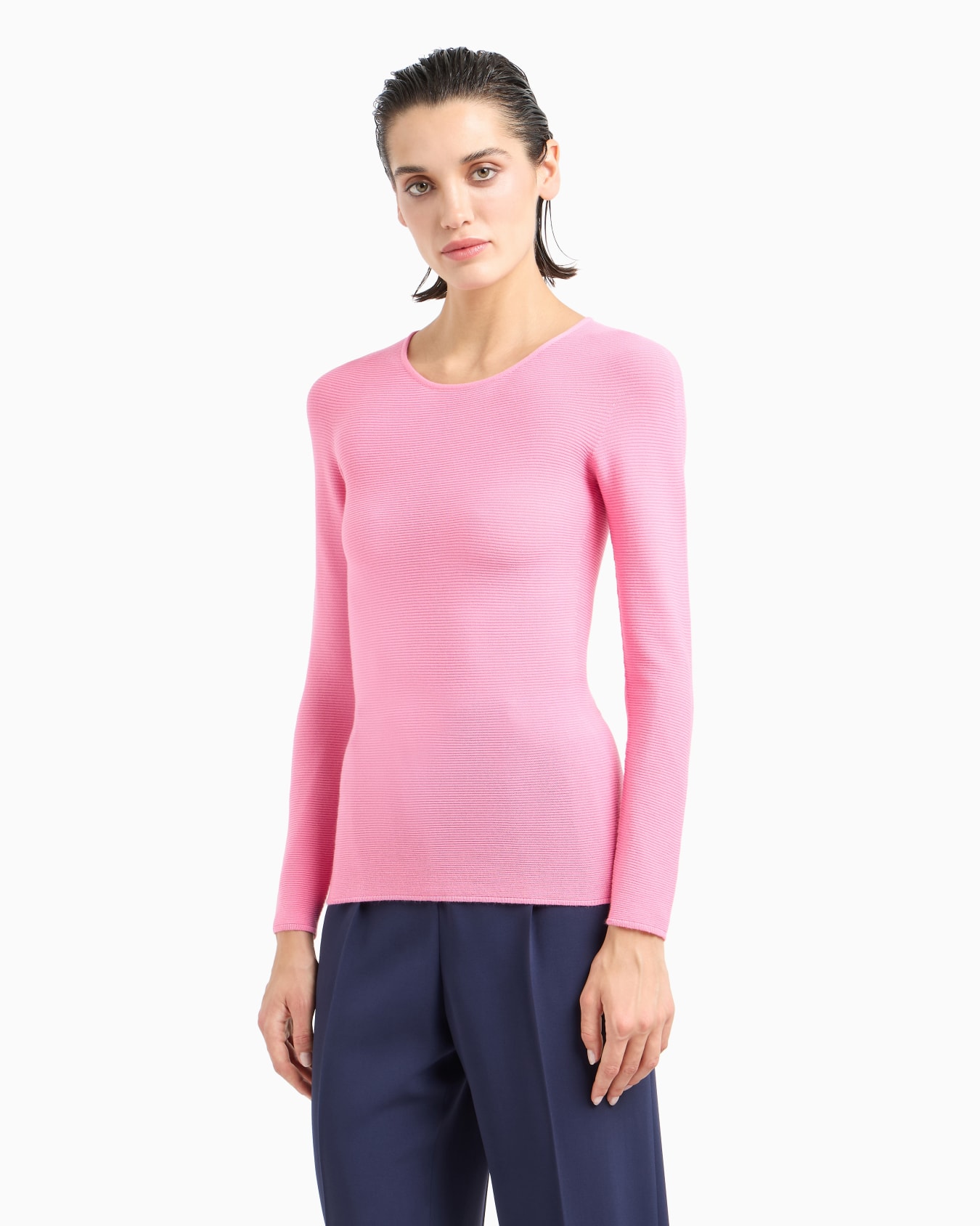Pull à manches longues en viscose au point mousse Diapositive 1
