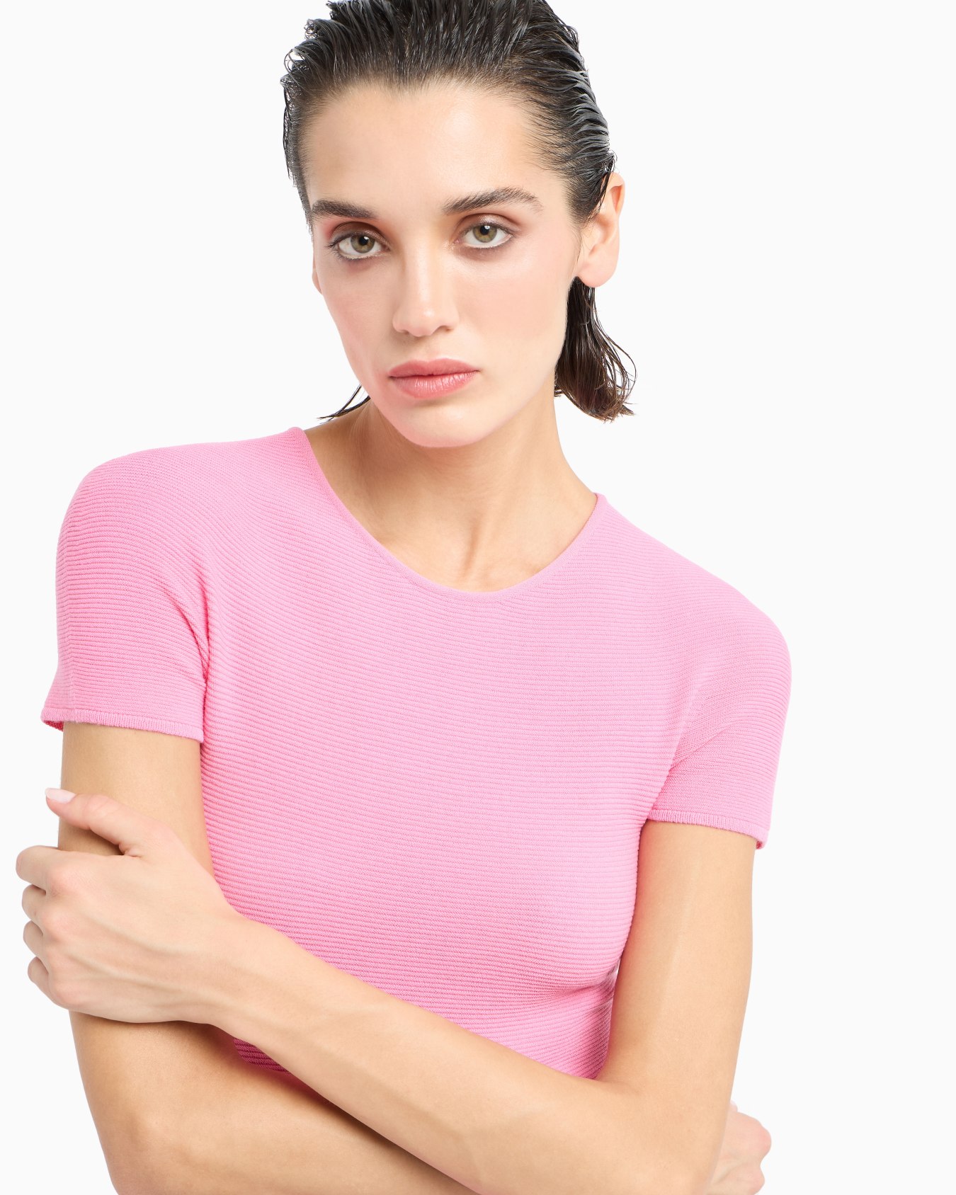 Pull à manches courtes en viscose au point mousse Diapositive 4