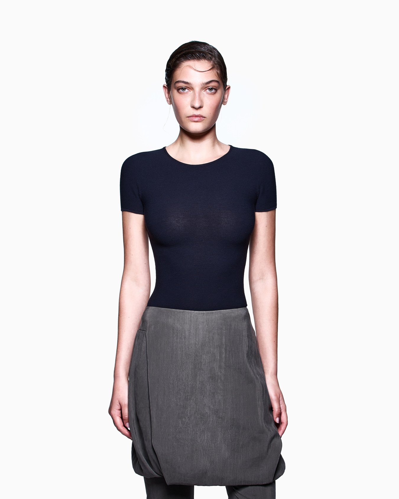 Pull à manches courtes en viscose au point mousse Diapositive 3