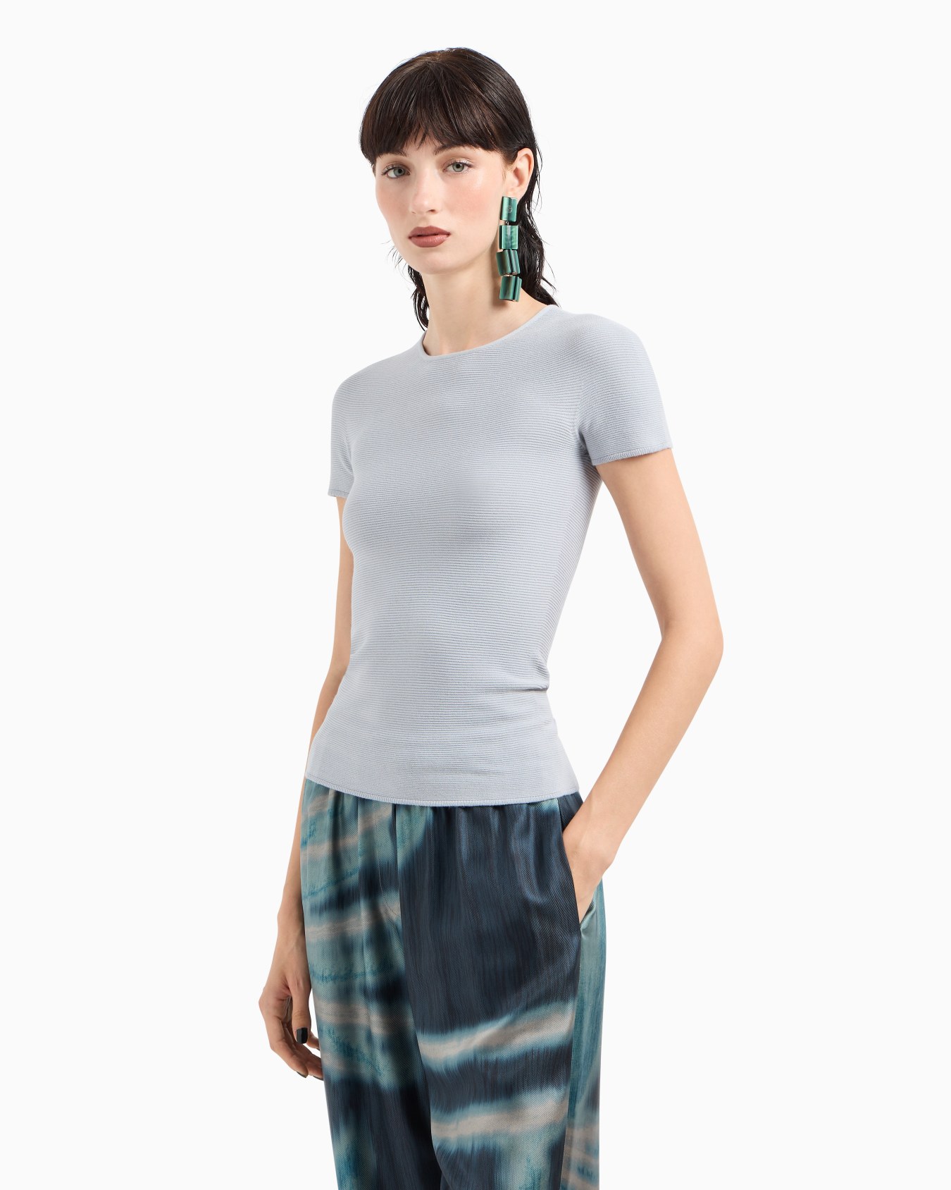 Links-stitch viscose short-sleeved jumper Slide 1