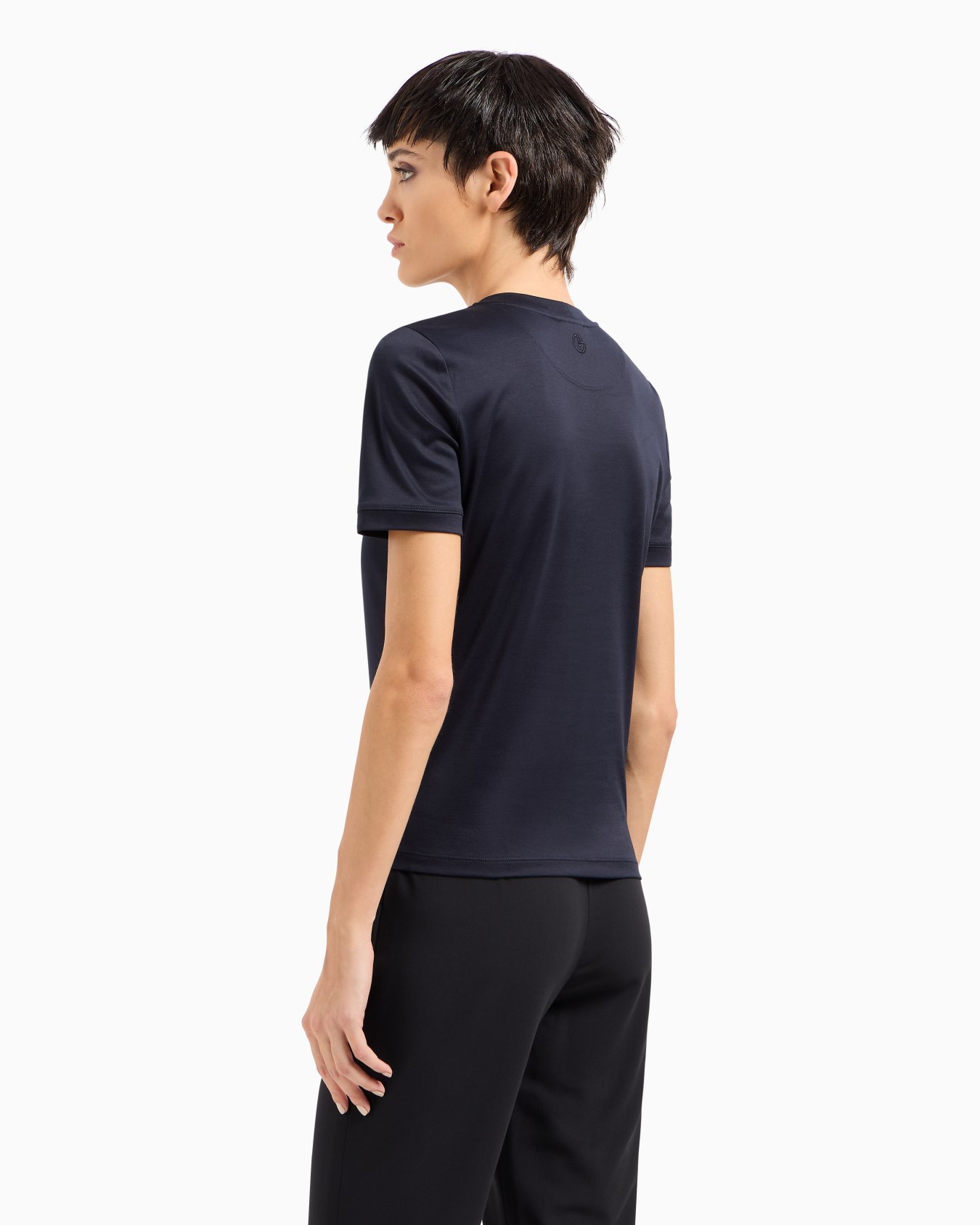 Short-sleeved crew-neck jumper in pure cashmere Slide 2