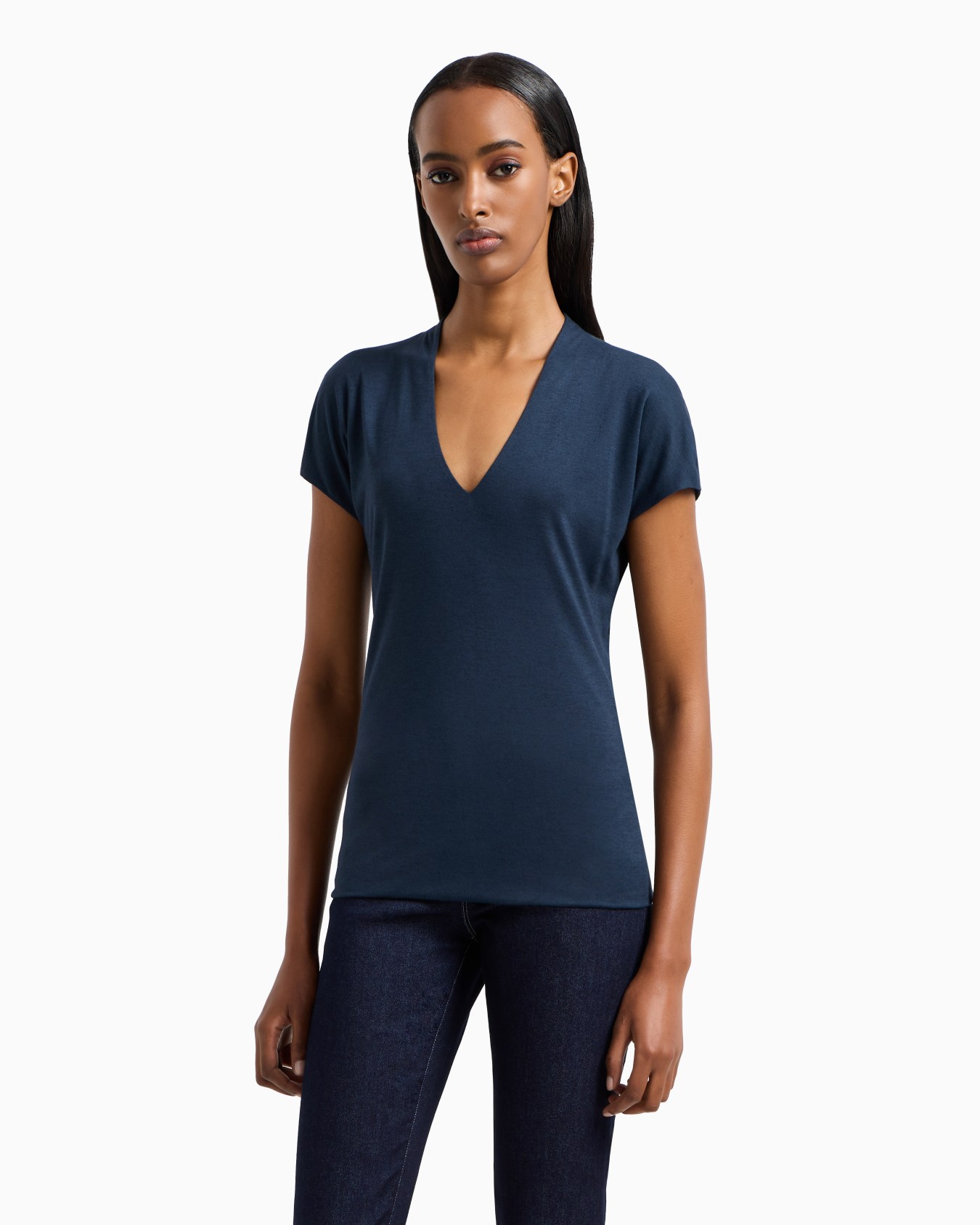 Top de punto con cuello en V Diapositiva 3