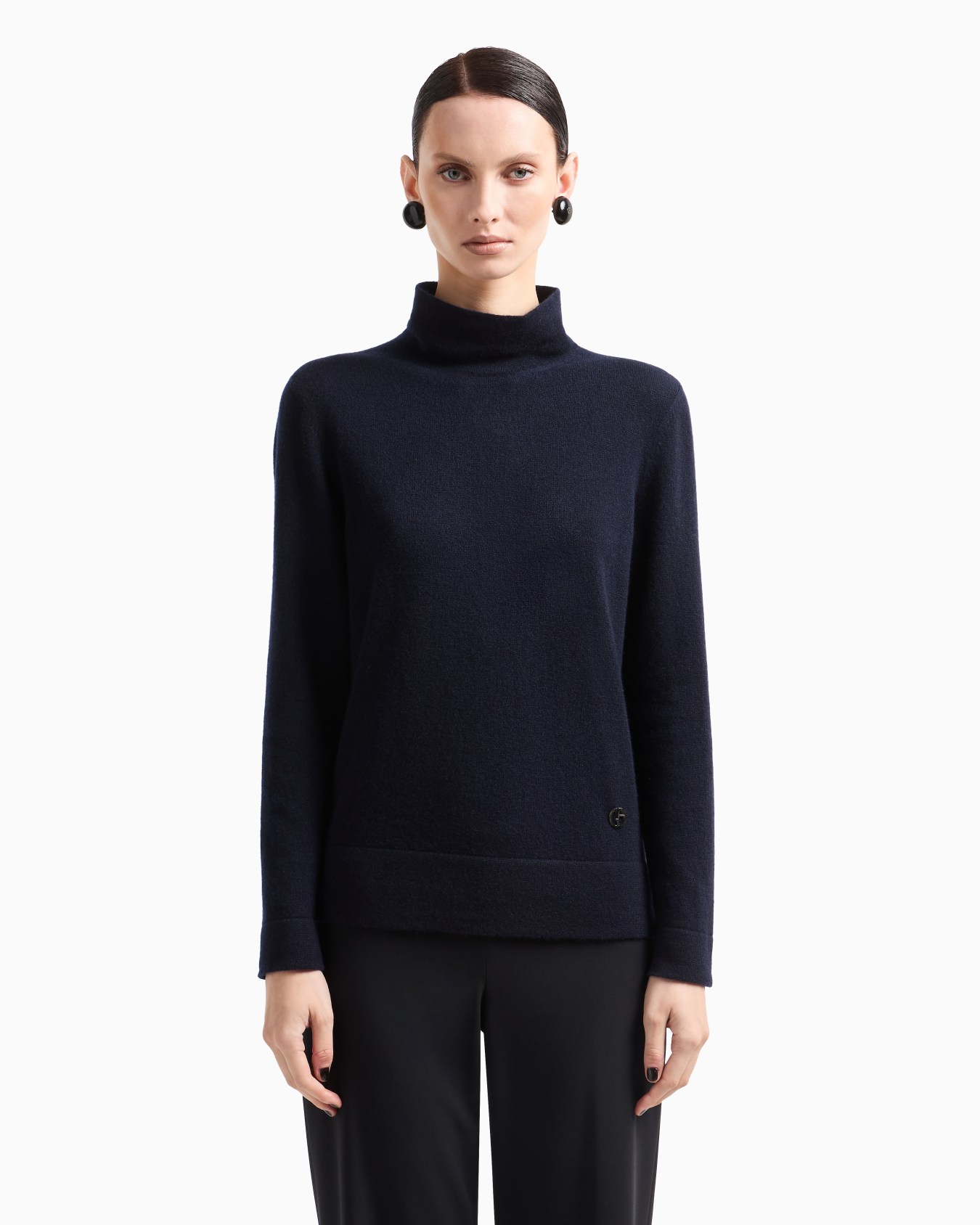 Pure cashmere cowl-neck jumper Slide 1