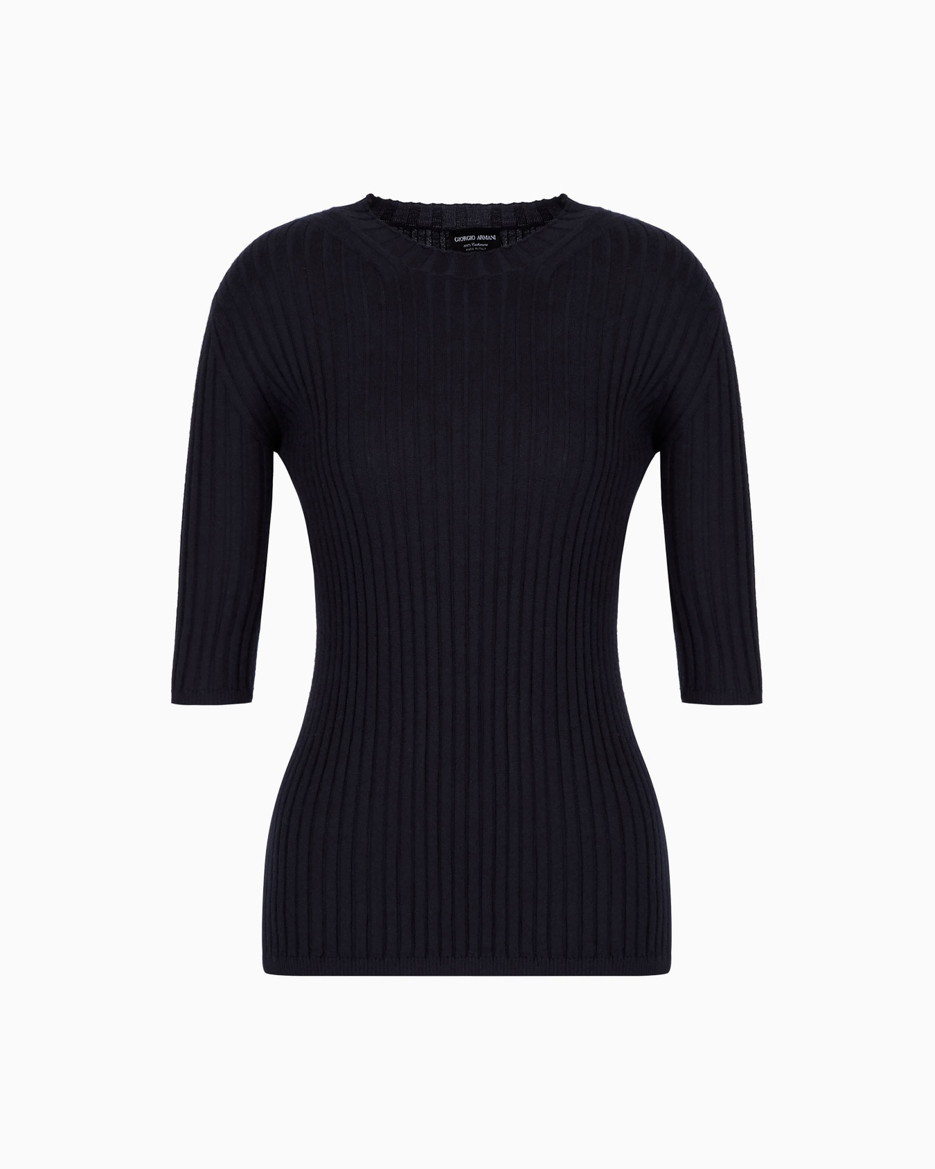 Pure cashmere ribbed crew-neck jumper Slide 0