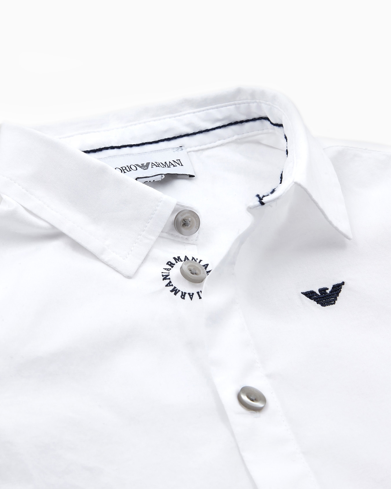 Stretch cotton shirt with eagle embroidery Slide 1