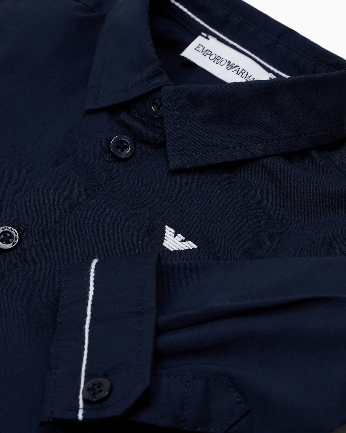 Stretch cotton shirt with eagle embroidery Slide 1