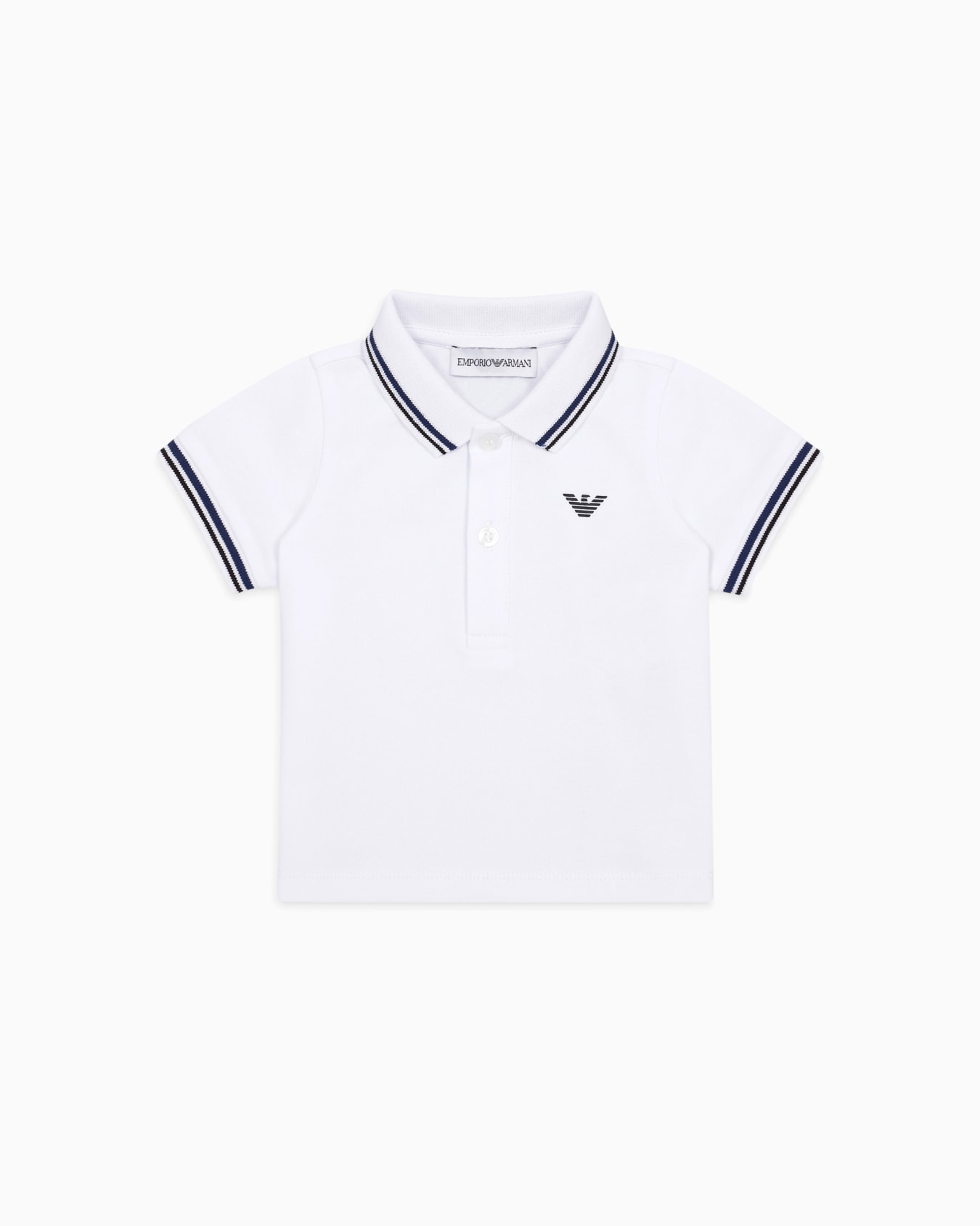 Polo en piqué stretch avec bords rayés Diapositive 0