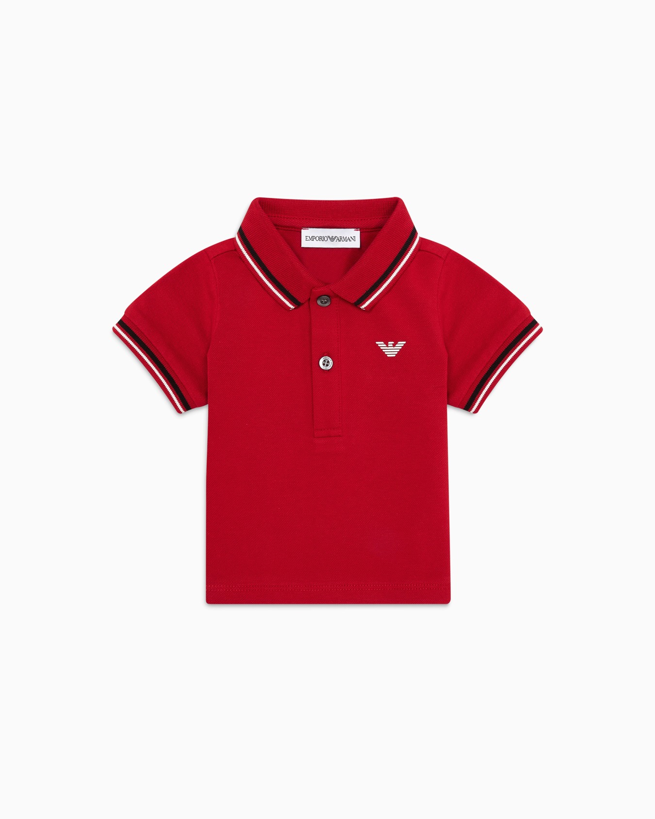 Stretch piqué polo shirt with striped trim Slide 0