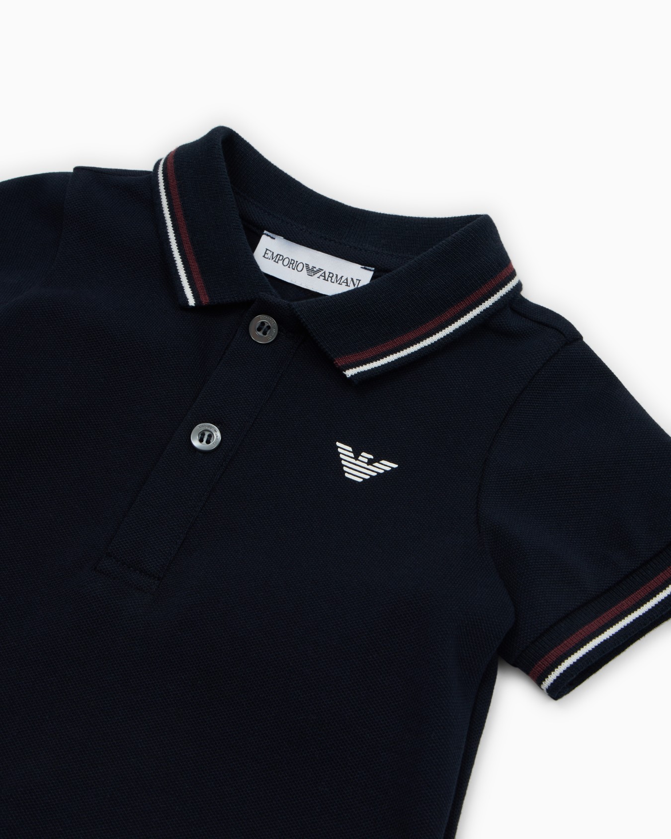 Polo en piqué stretch avec bords rayés Diapositive 1