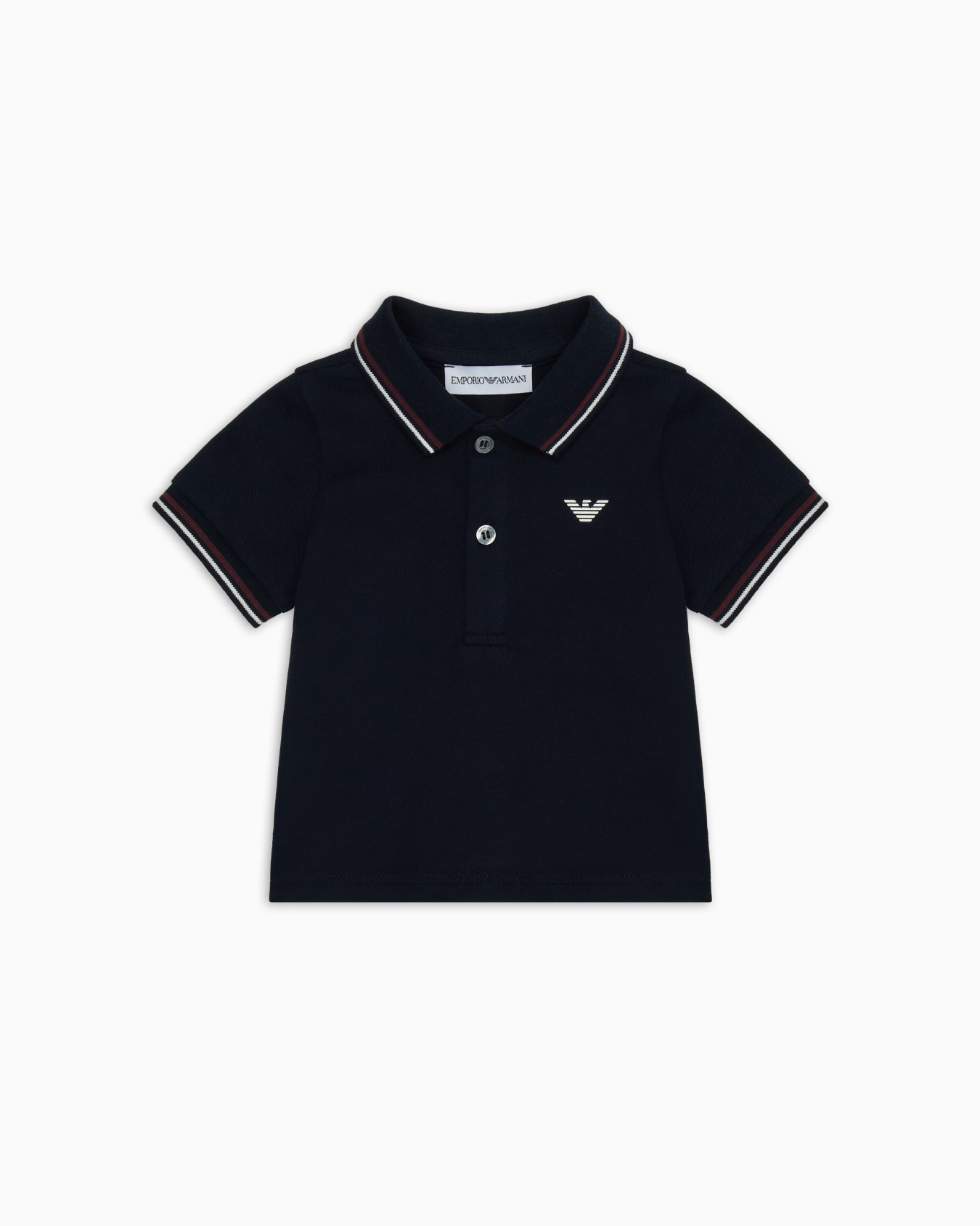 Polo en piqué stretch avec bords rayés Diapositive 0