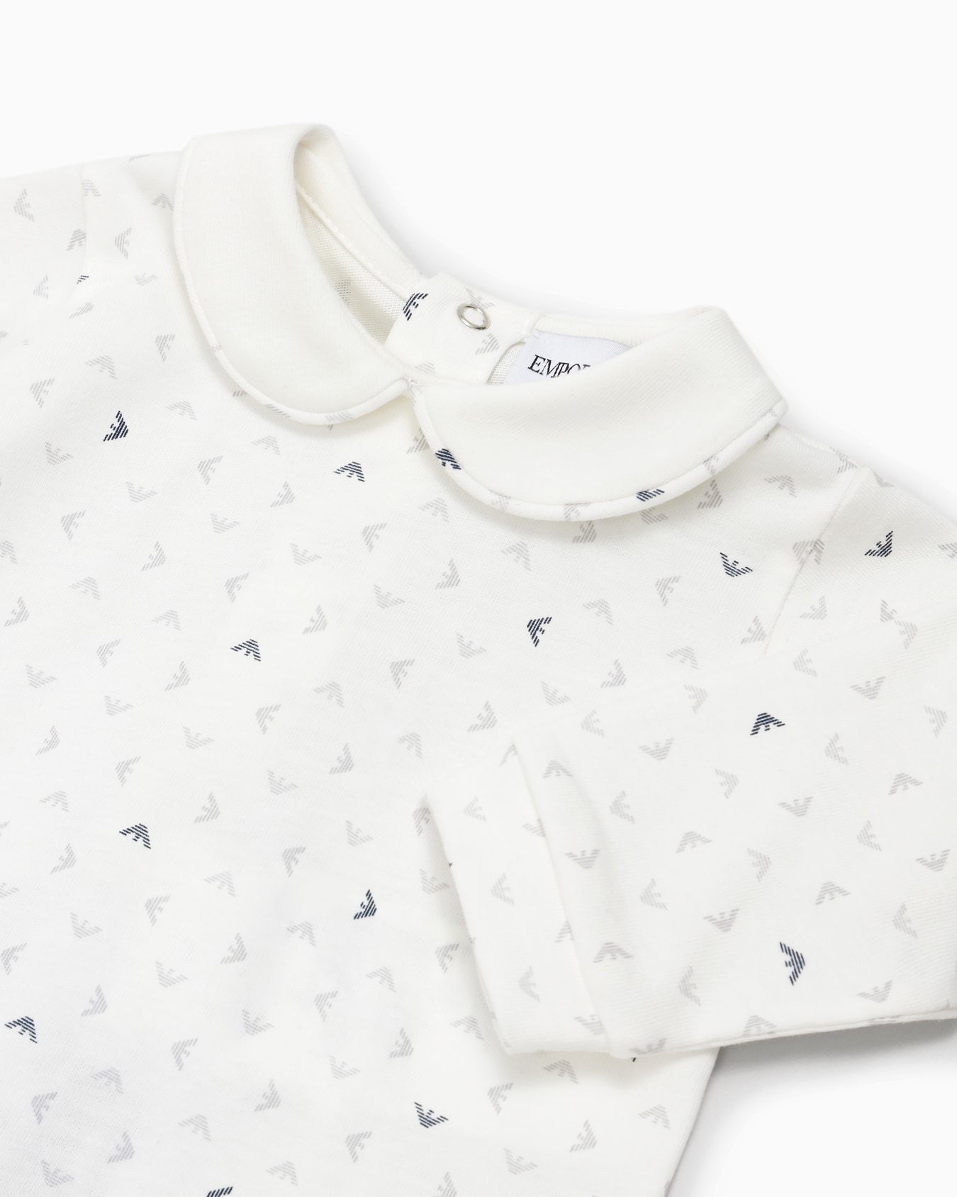Onesie with Peter Pan collar and all-over op-art eagle Slide 1