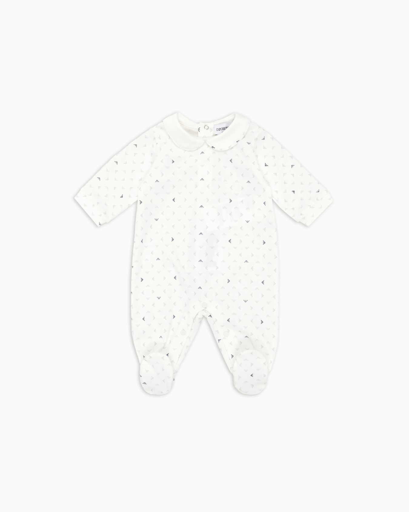 Onesie with Peter Pan collar and all-over op-art eagle Slide 0