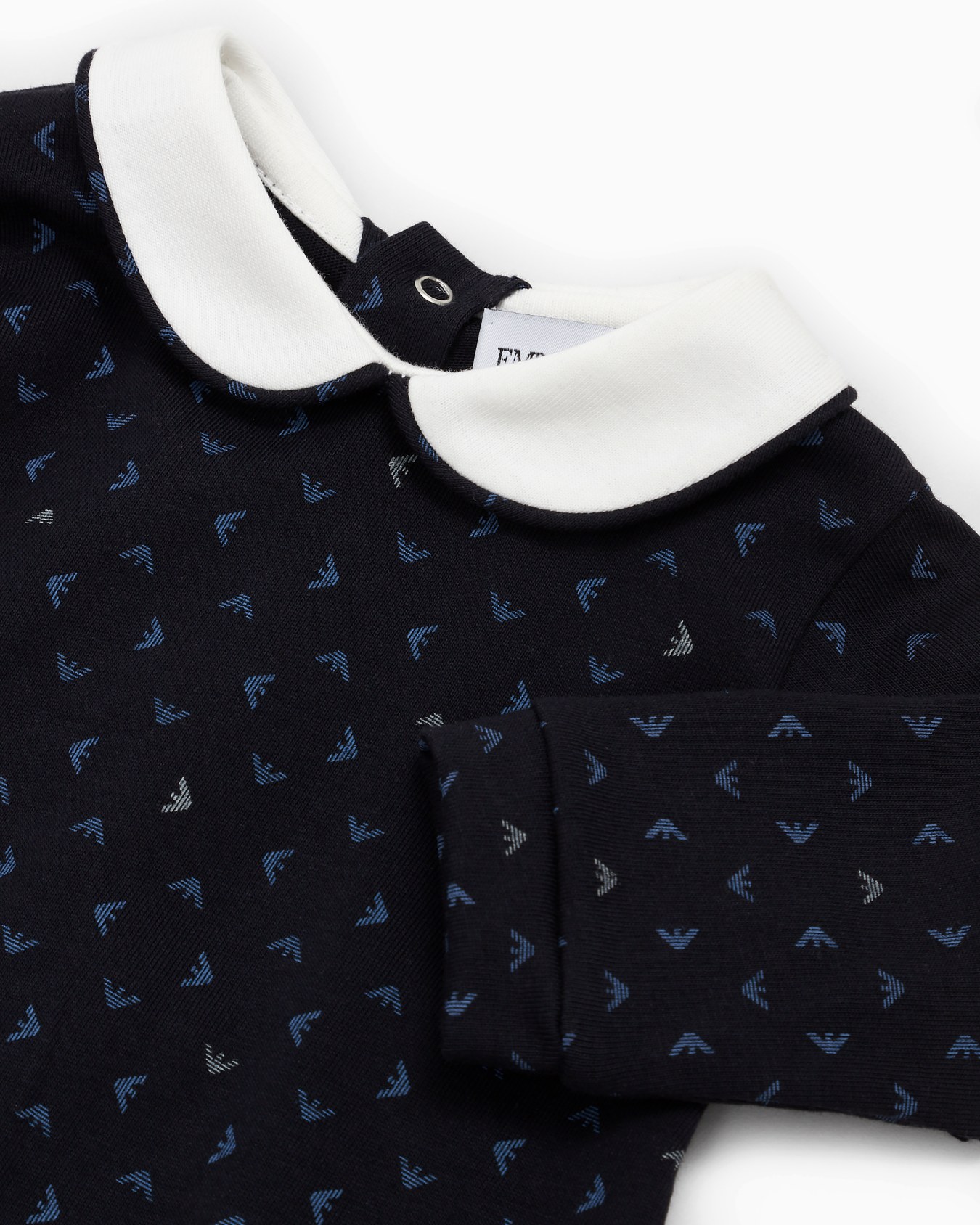Onesie with Peter Pan collar and all-over op-art eagle Slide 1