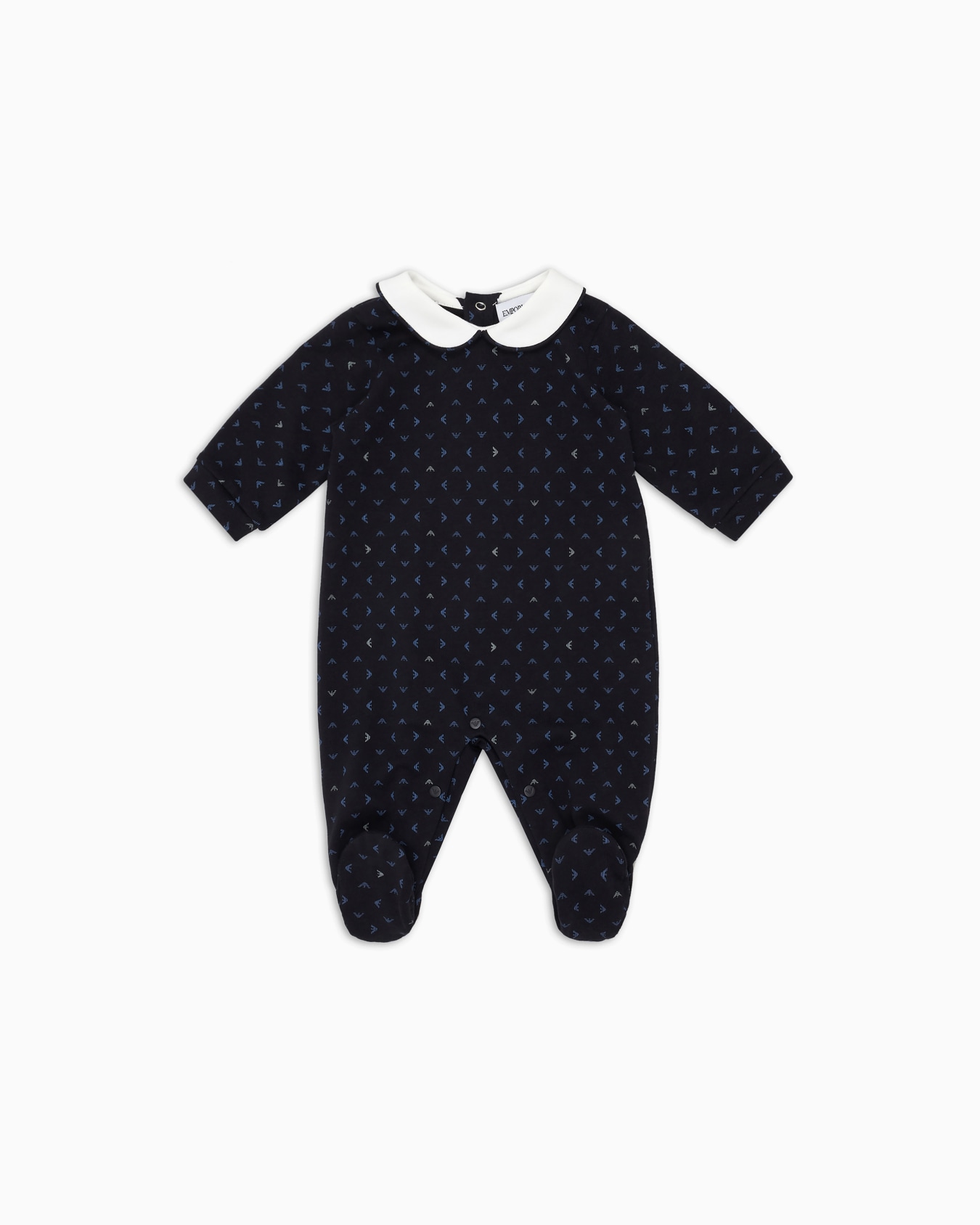 Onesie with Peter Pan collar and all-over op-art eagle Slide 0
