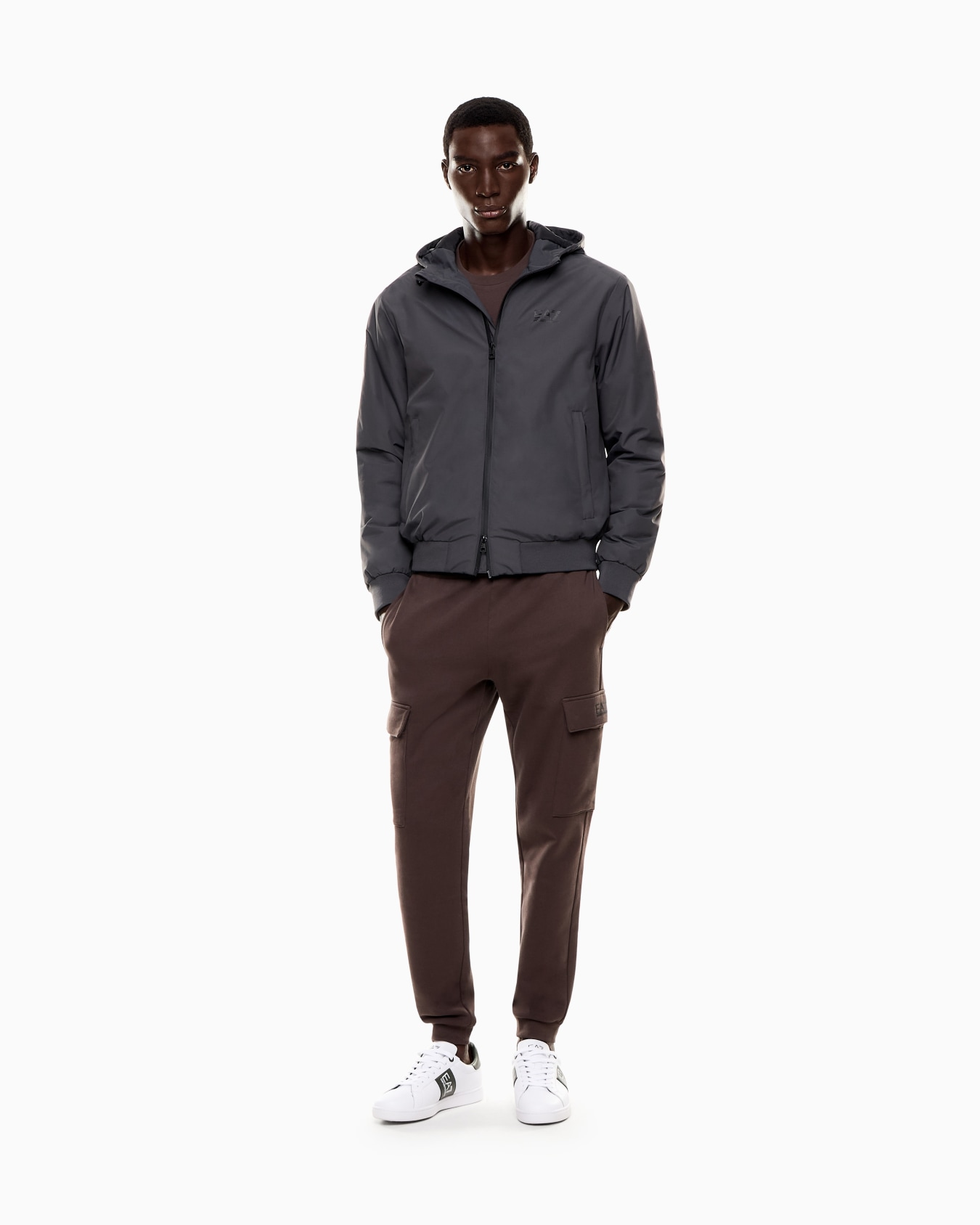 Core Identity hooded bomber in technical fabric Slide 1