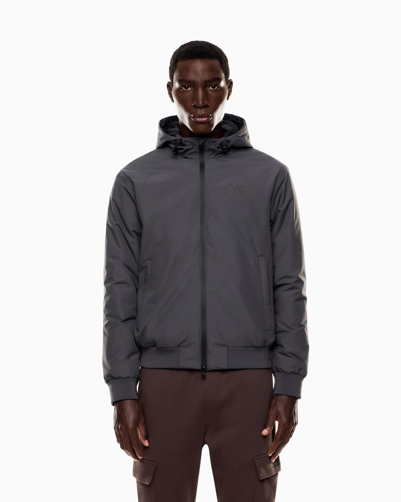 Core Identity hooded bomber in technical fabric Slide 3