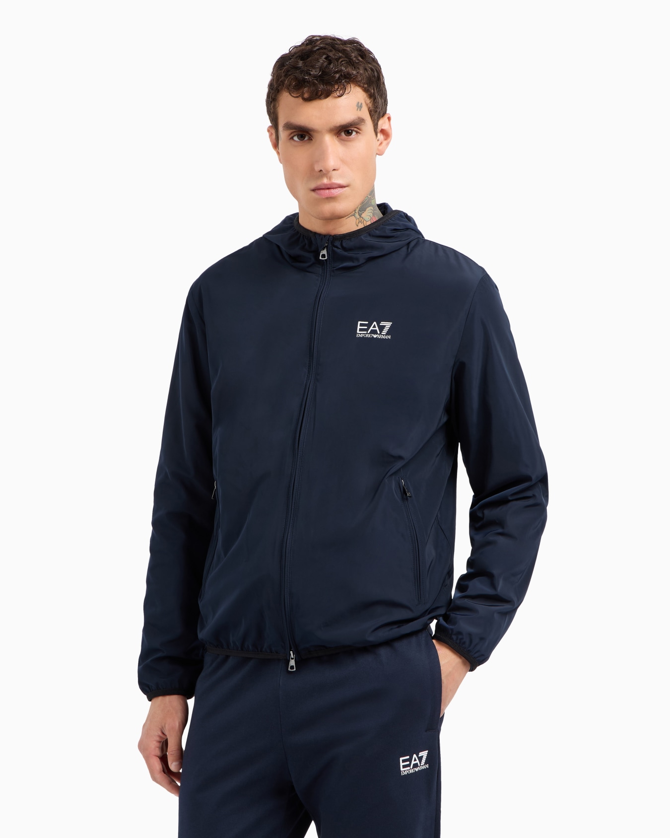 Core Identity hooded bomber jacket in recycled fabric Slide 3