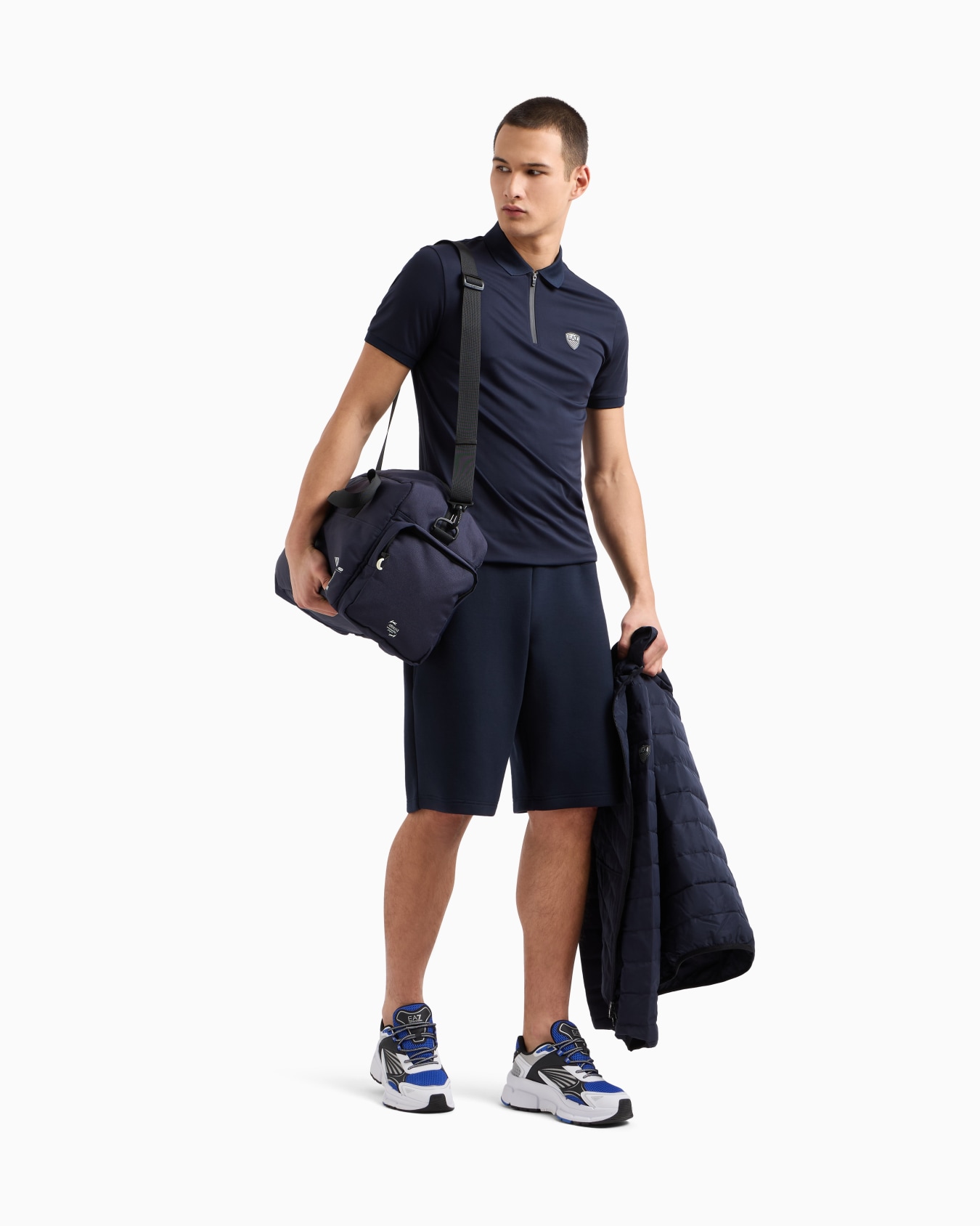 Premium Shield polo shirt in nylon and jersey viscose Slide 1