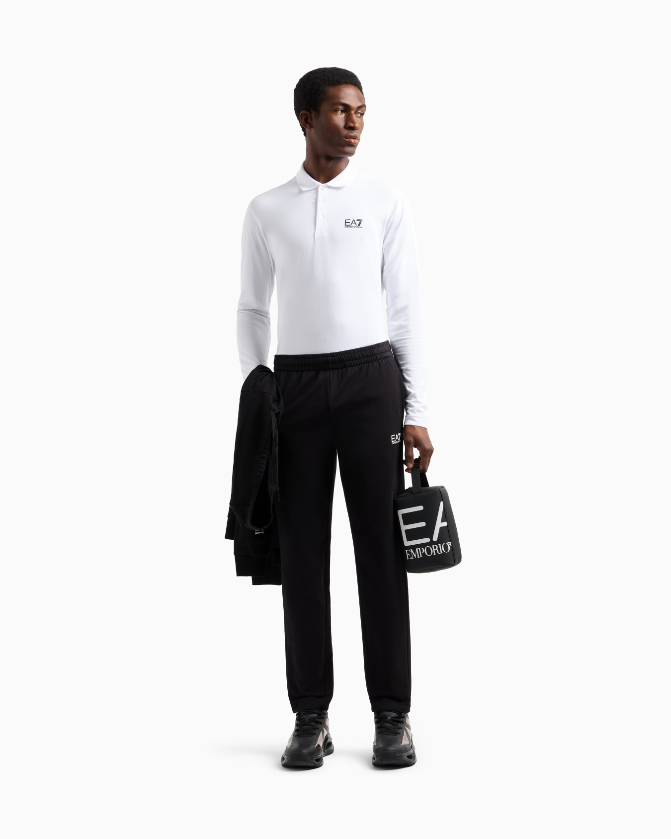 Core Identity stretch-cotton, long-sleeved polo shirt Slide 1