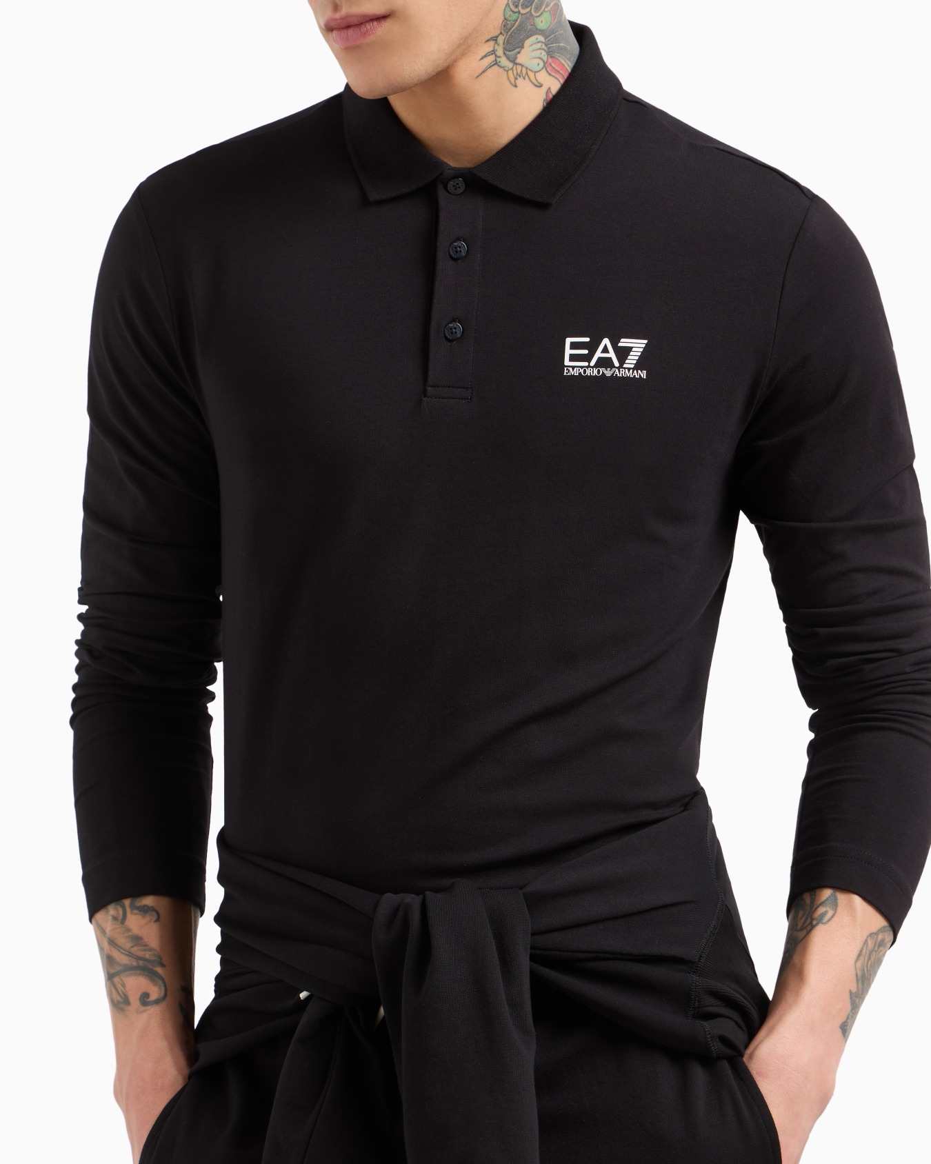 Polo à manches longues en coton stretch Core Identity Diapositive 4