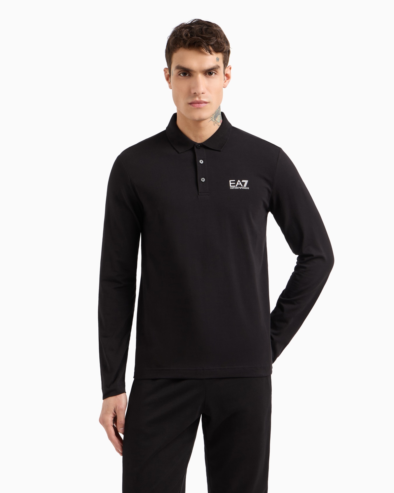 Polo à manches longues en coton stretch Core Identity Diapositive 3