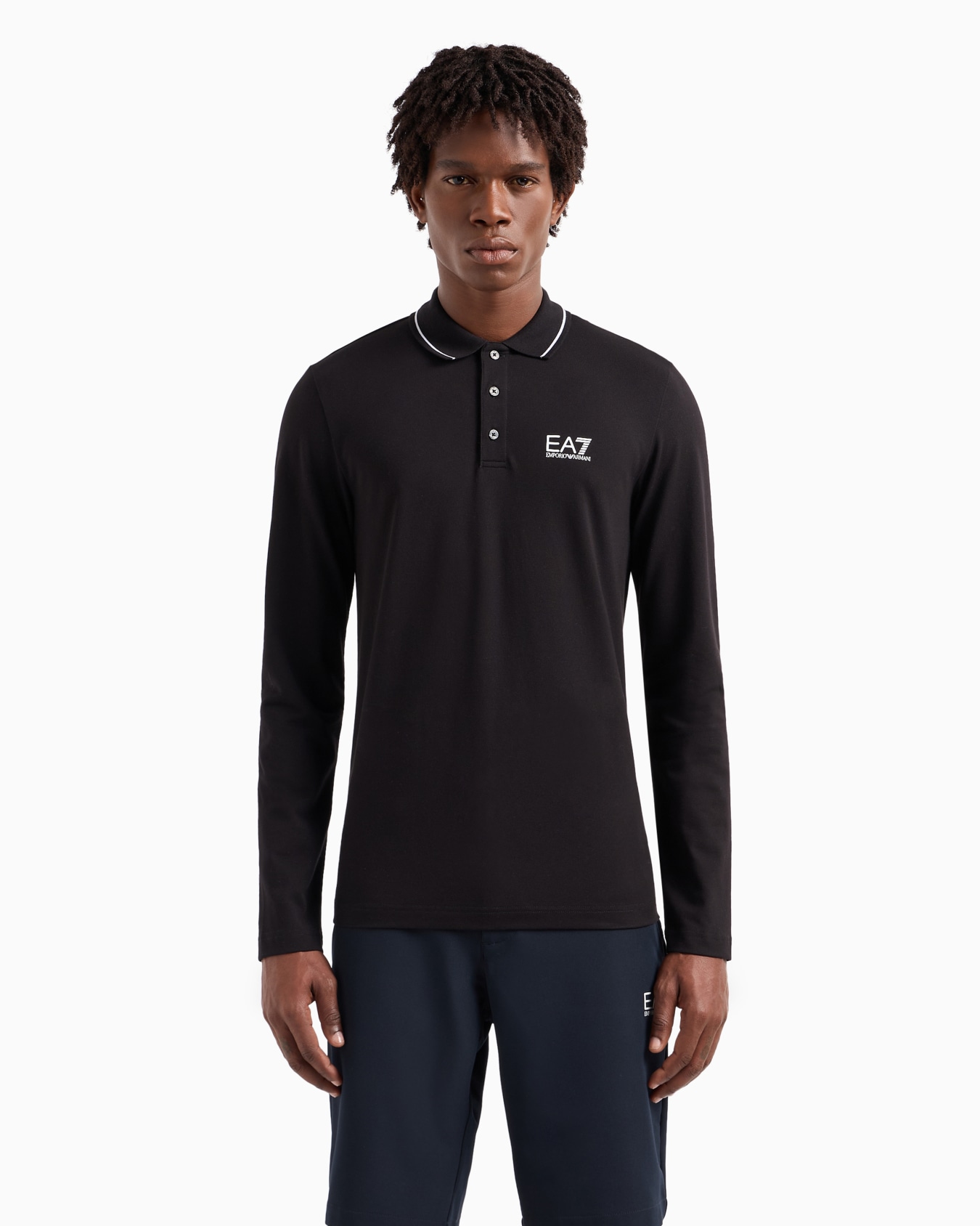 Core Identity stretch-cotton, long-sleeved polo shirt Slide 3