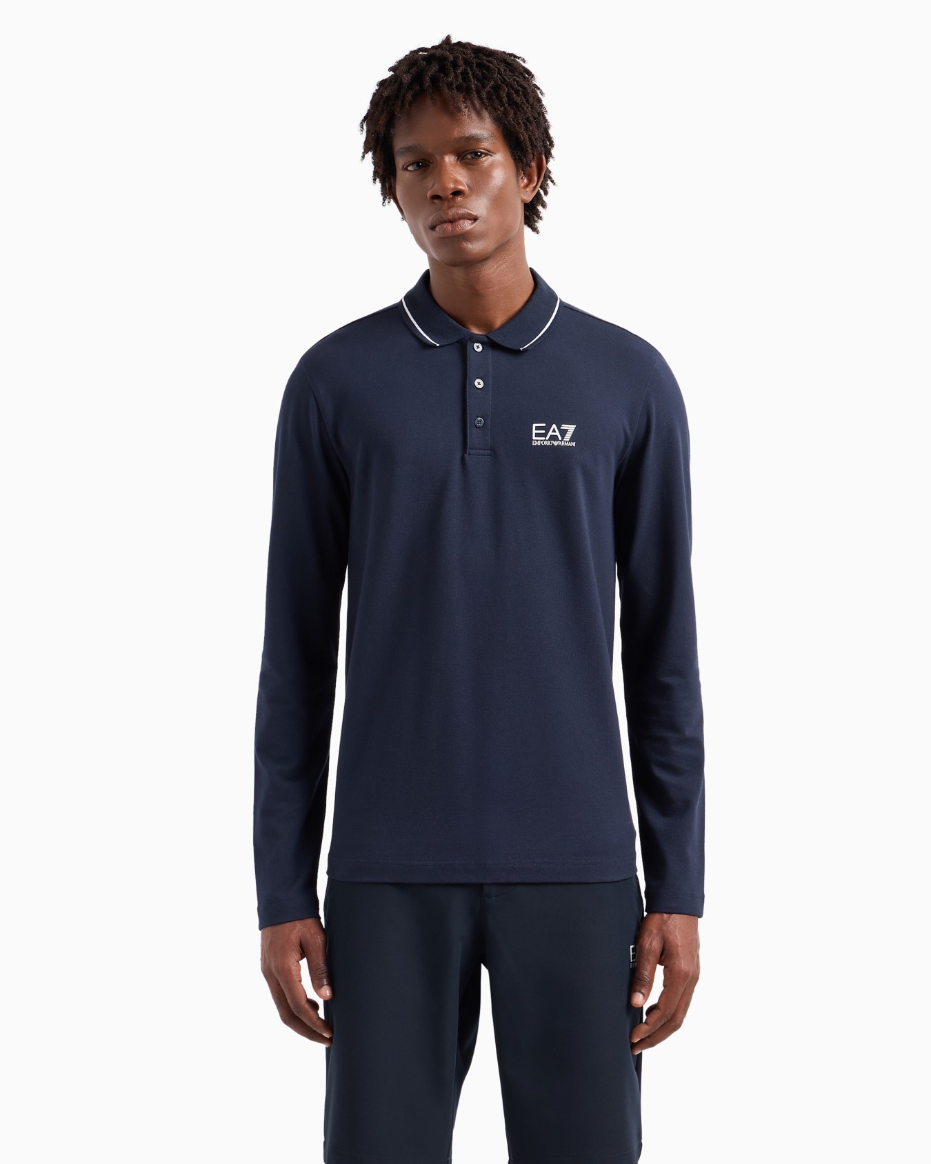 Core Identity stretch-cotton, long-sleeved polo shirt Slide 3