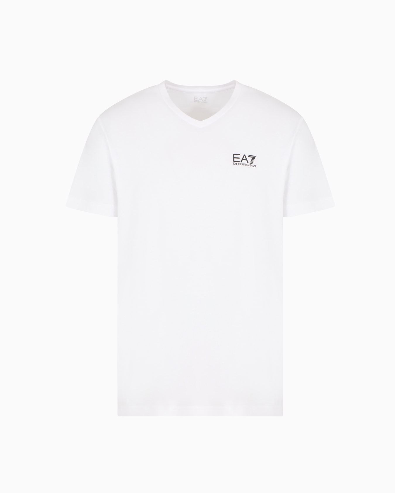 T-shirt con scollo a V Core Identity in jersey di cotone stretch Slide 0