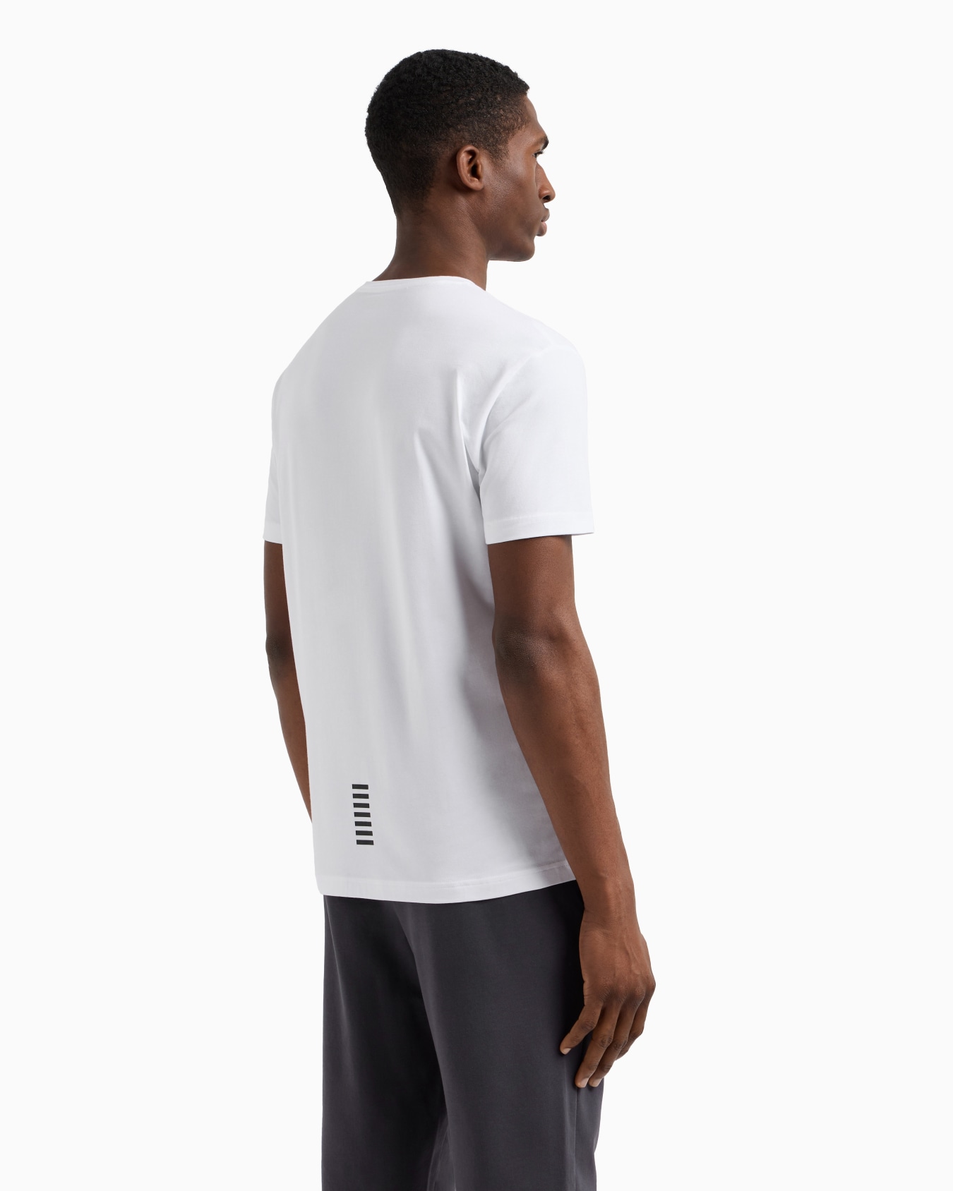 T-shirt con scollo a V Core Identity in jersey di cotone stretch Slide 2