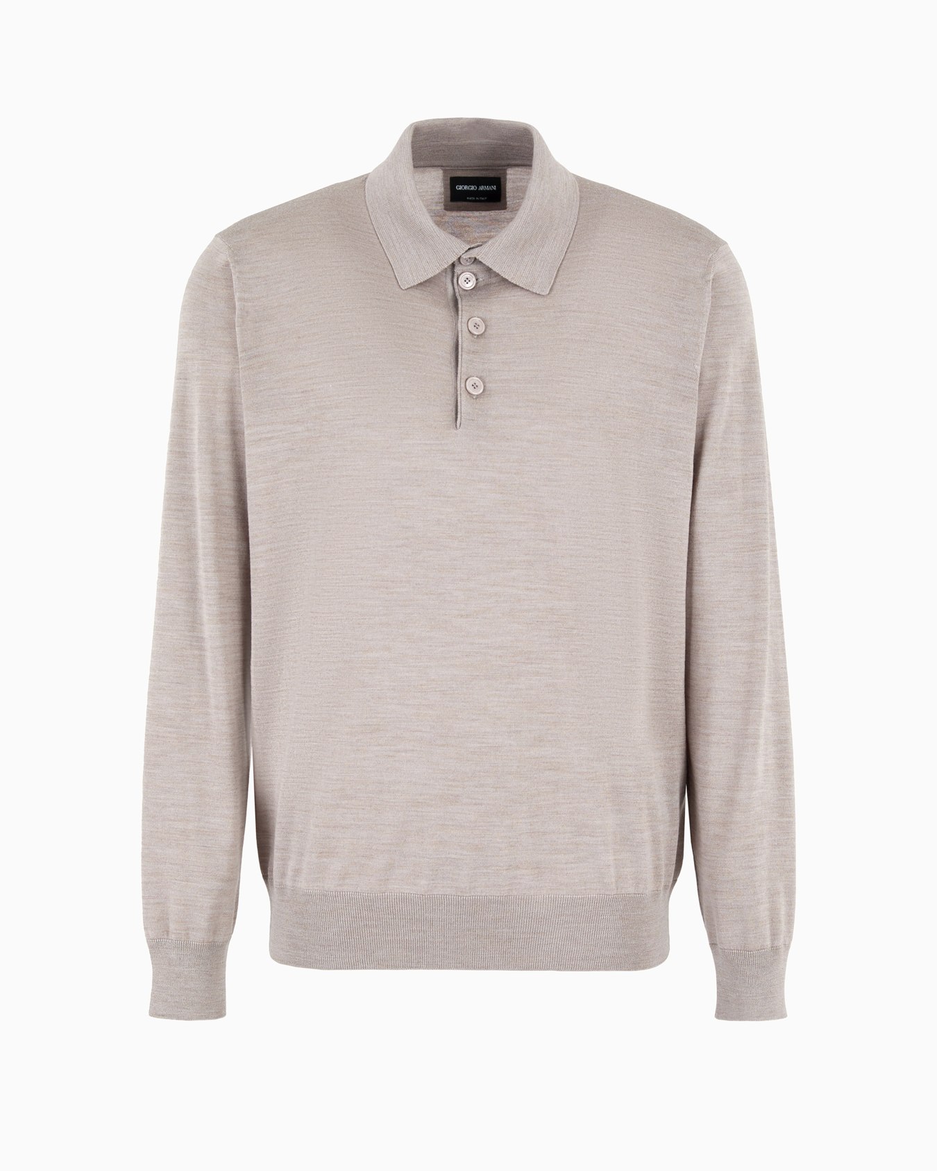 Long-sleeved polo shirt in virgin wool Slide 0