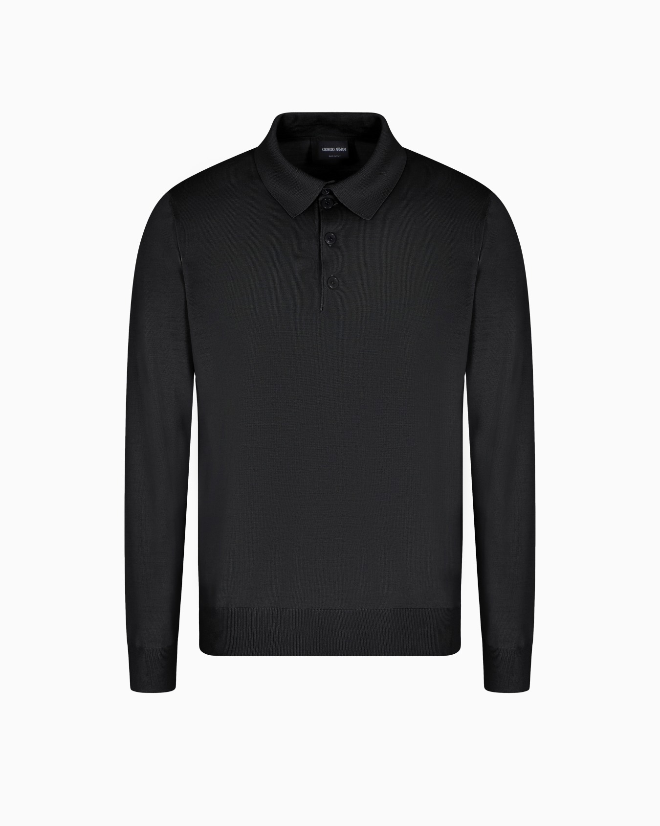 Long-sleeved polo shirt in virgin wool Slide 0