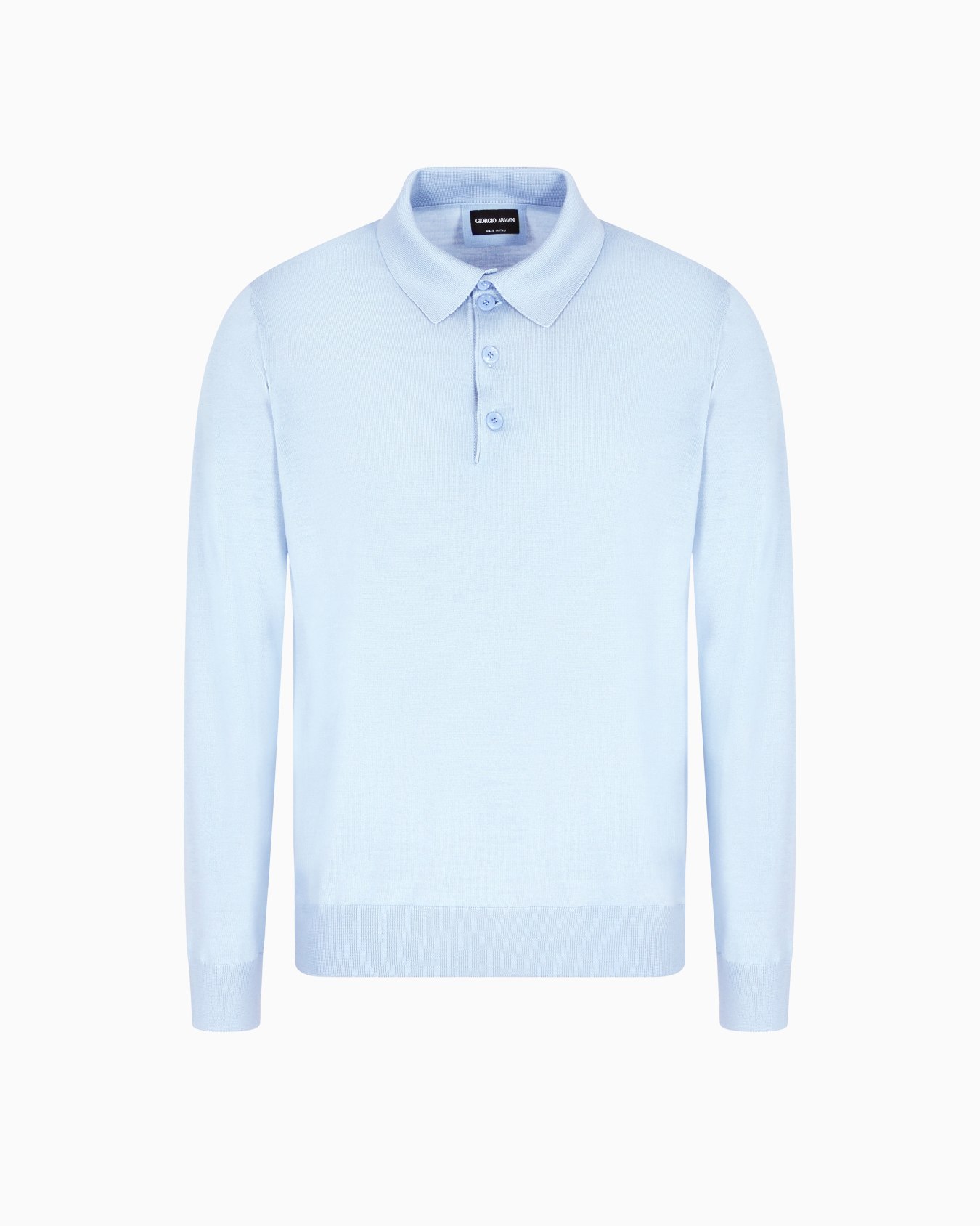 Long-sleeved polo shirt in virgin wool Slide 0