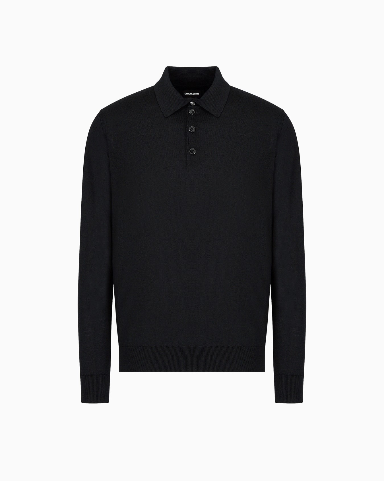 Long-sleeved polo shirt in virgin wool Slide 0