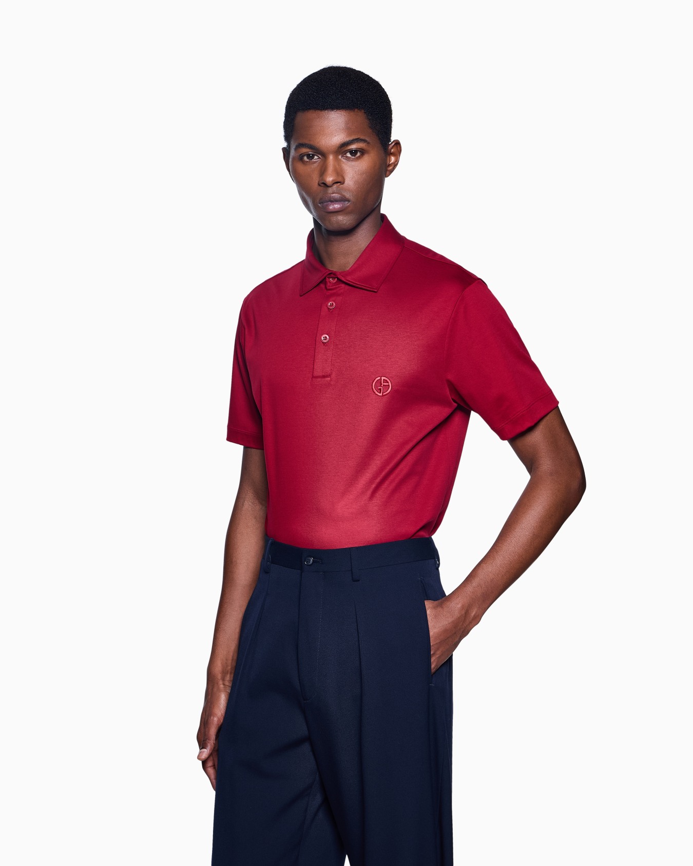 Polo en interlock de pur coton avec logo brodé Diapositive 3
