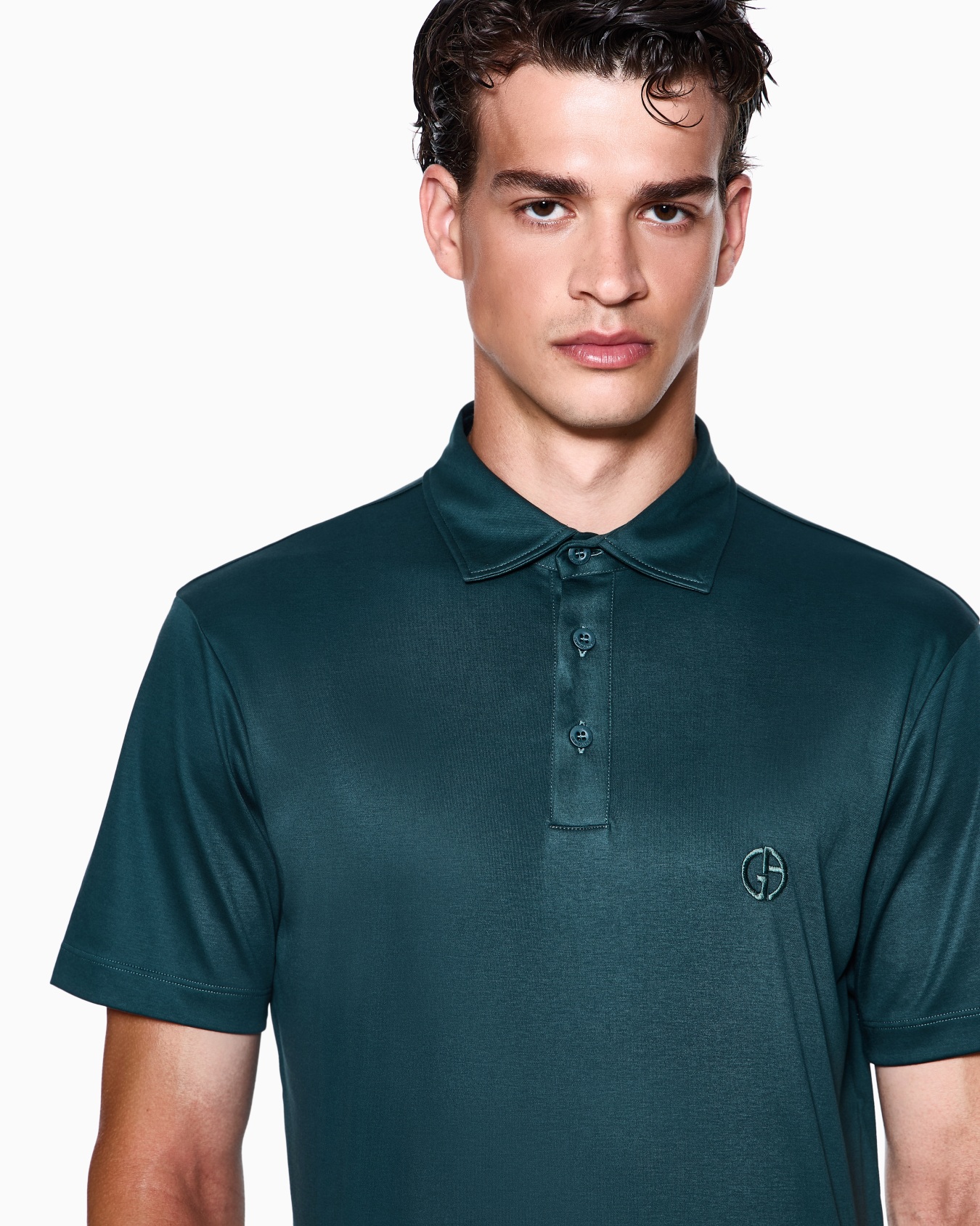 Pure cotton interlock polo shirt with embroidered logo Slide 4