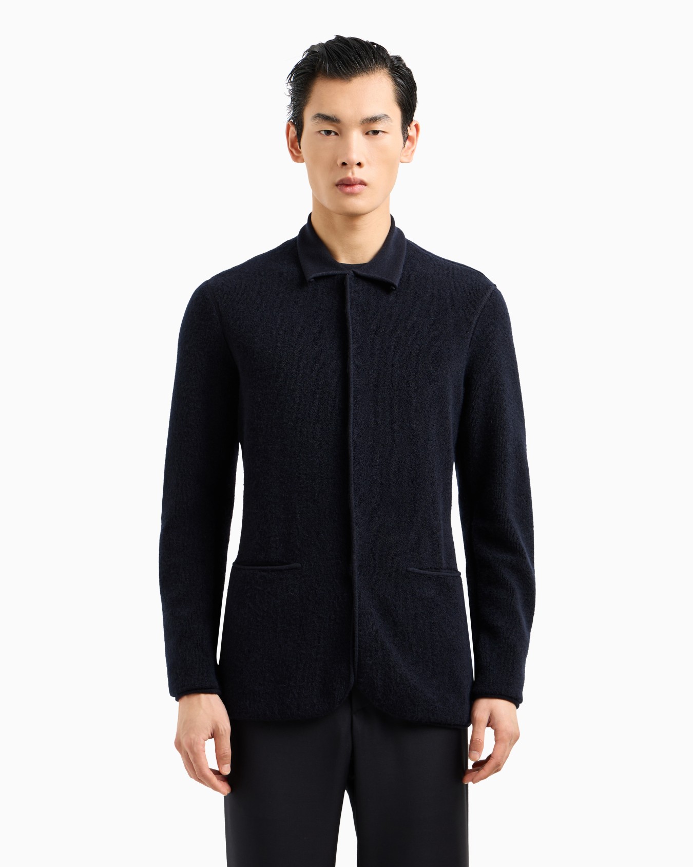 Chaqueta de abotonadura sencilla Icon en cachemir de punto bucle Diapositiva 3
