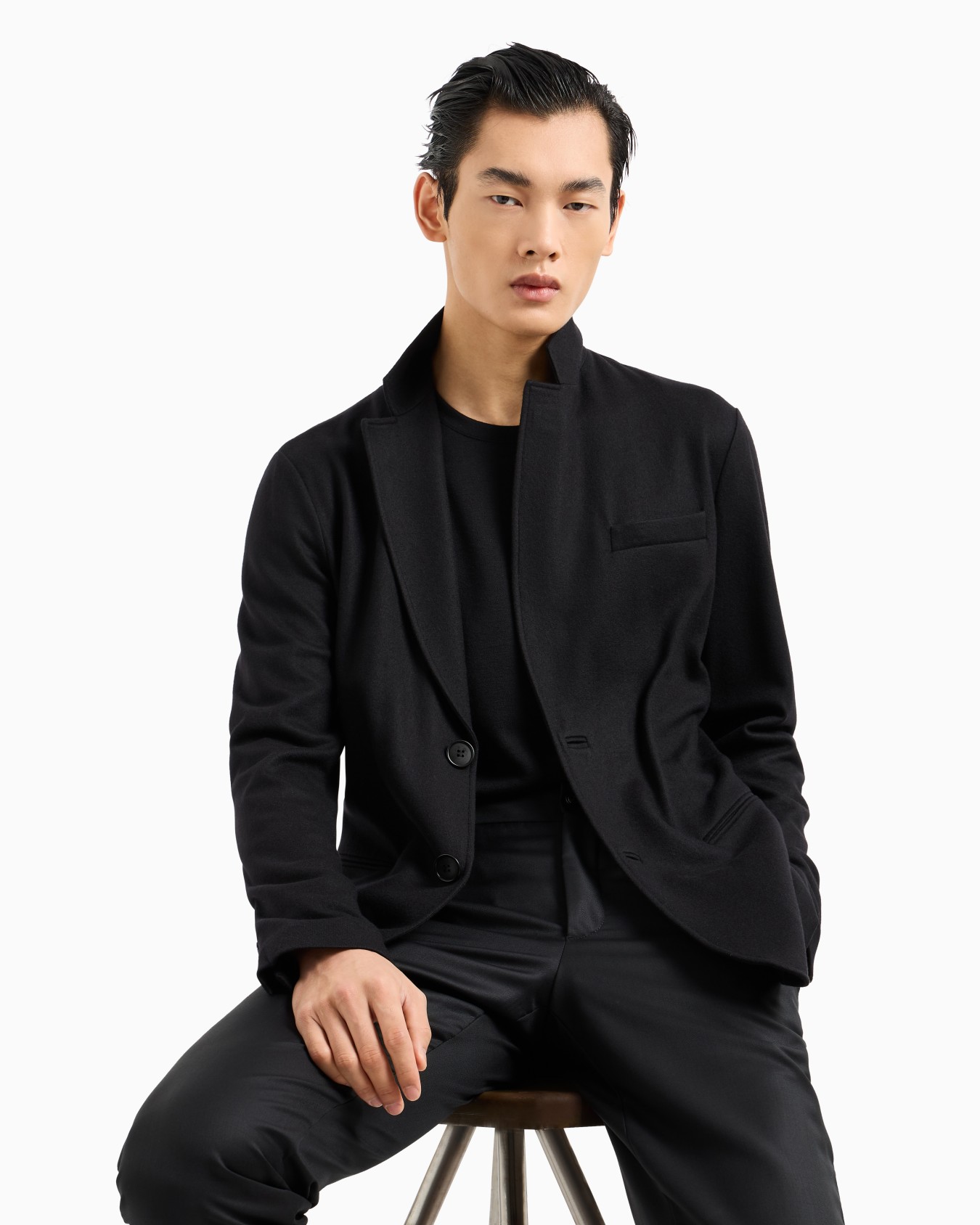 순수 캐시미어 저지 클로스 아이콘 싱글 브레스트 재킷 슬라이드 5