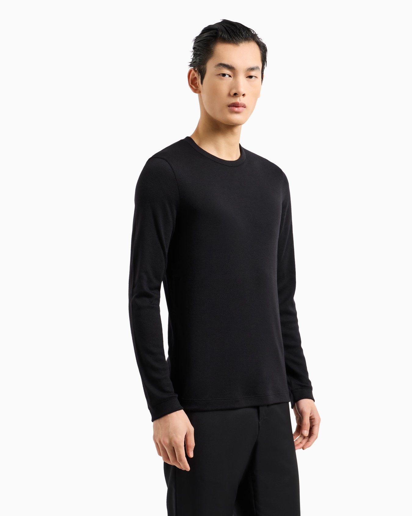 Pull à col rond en interlock de pur cachemire Diapositive 3