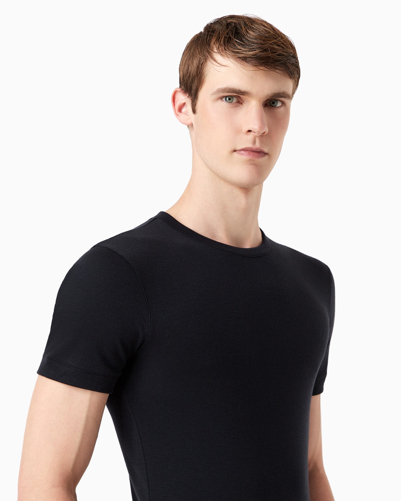 Jersey de cuello redondo Icon de interlock de cachemir con manga corta Diapositiva 4