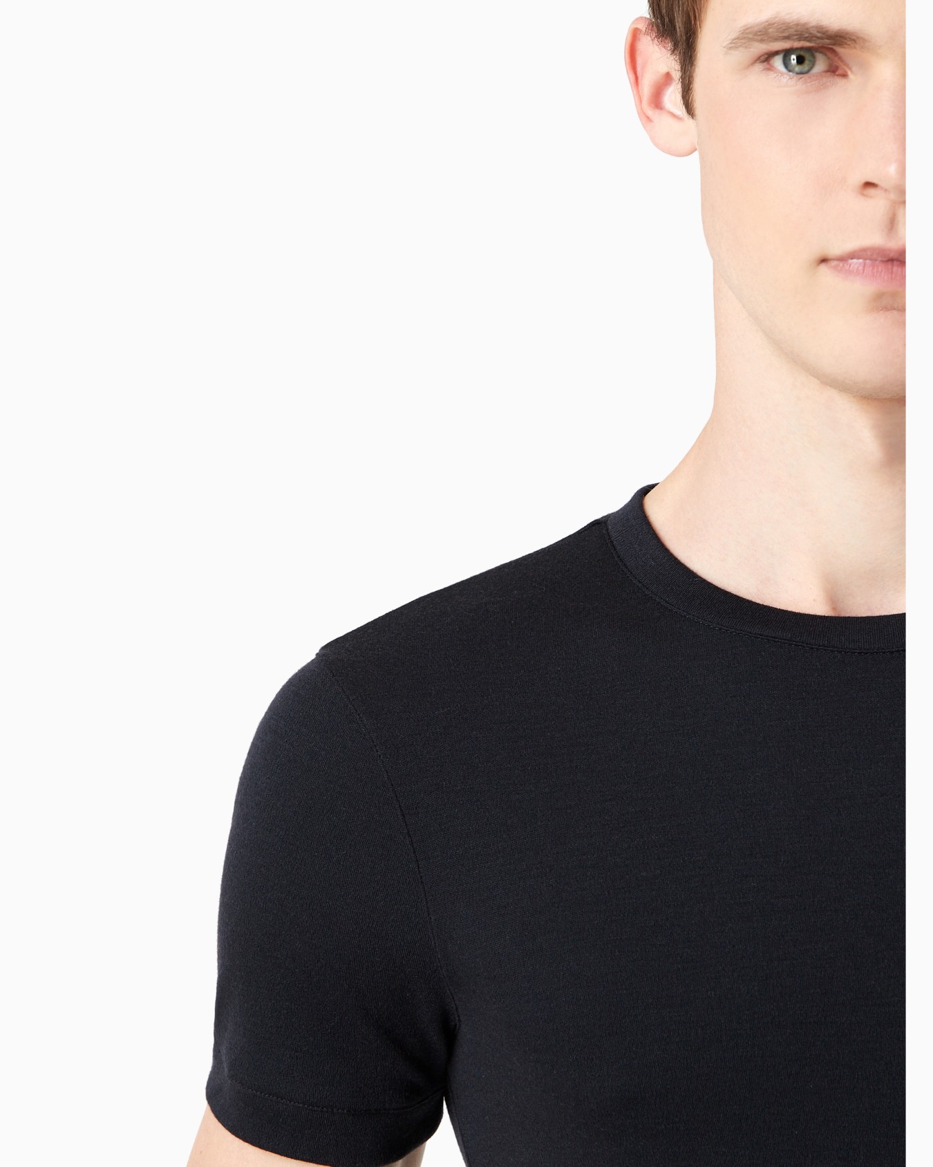 Jersey de cuello redondo Icon de interlock de cachemir con manga corta Diapositiva 5