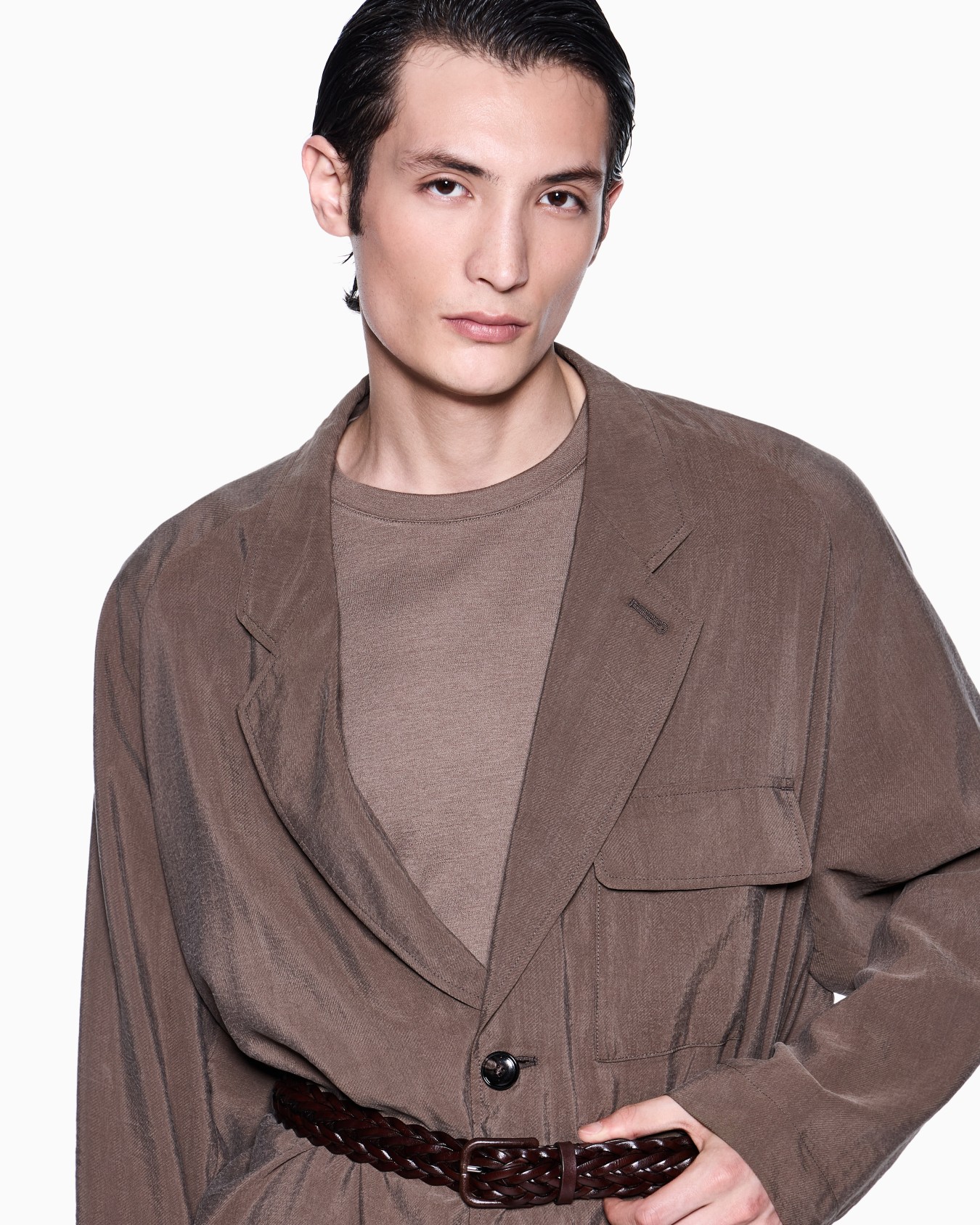 Maglia girocollo Icon a maniche corte in interlock di cashmere Slide 4