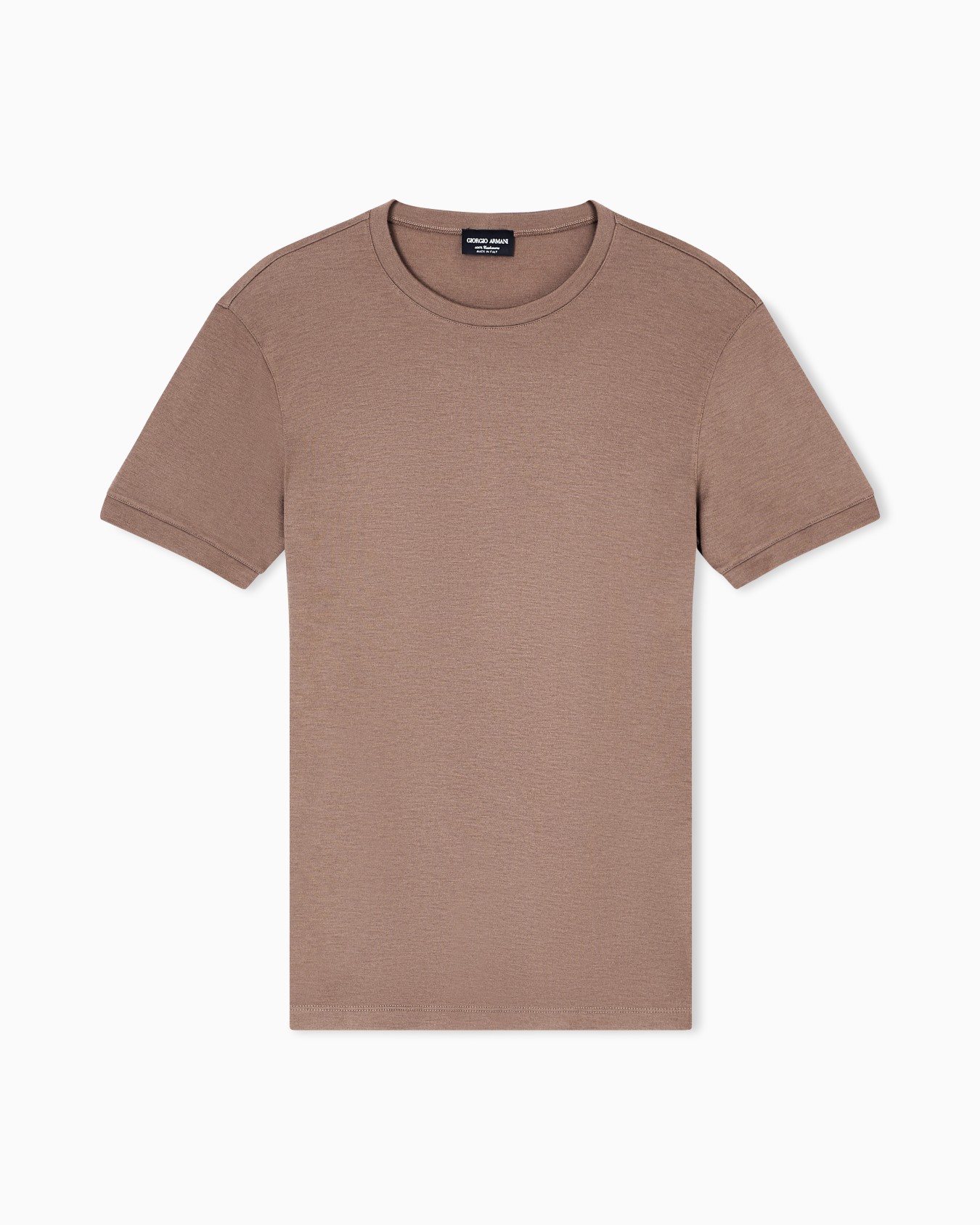Maglia girocollo Icon a maniche corte in interlock di cashmere Slide 0