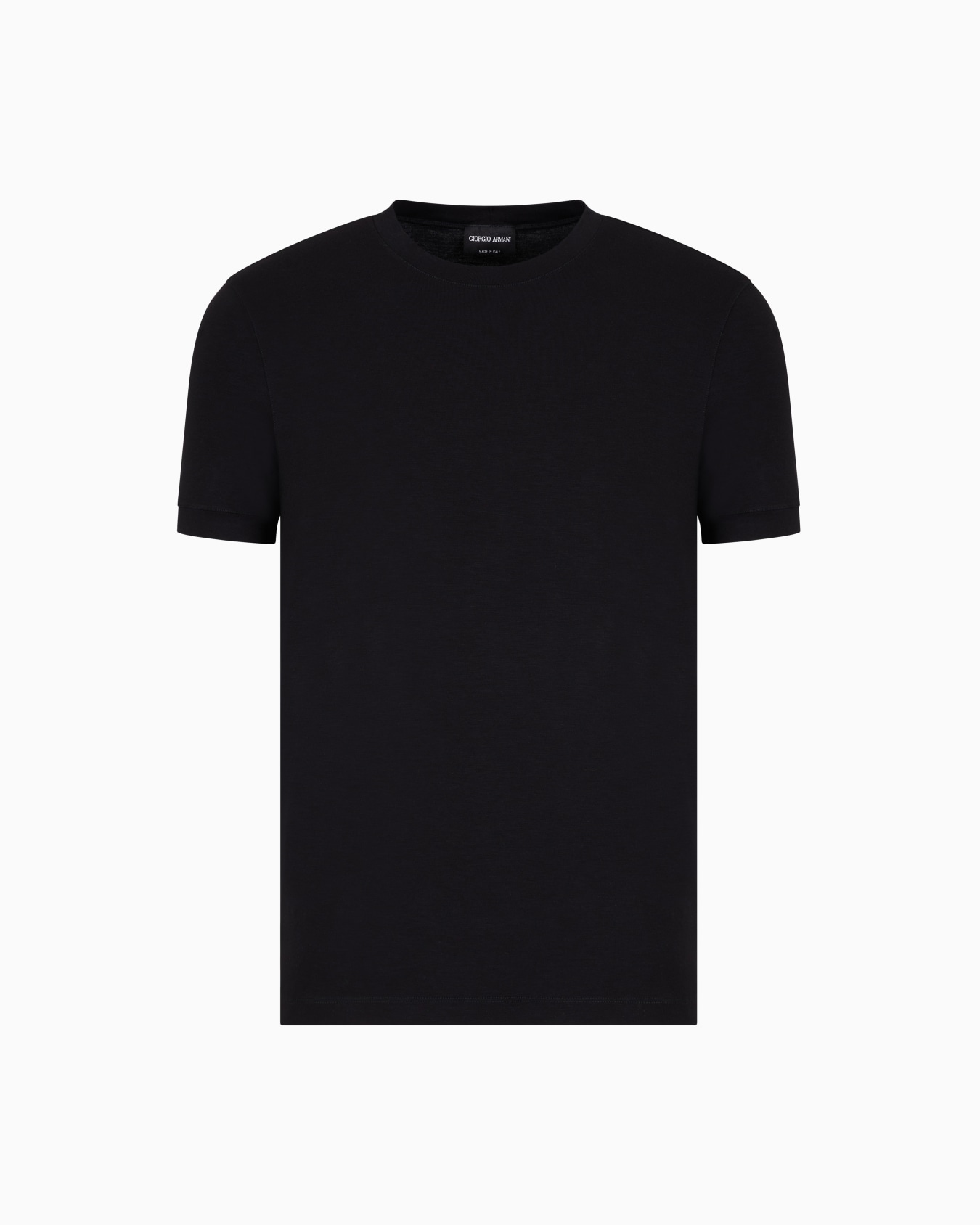 Camiseta de punto de viscosa elástico con cuello redondo y manga corta Diapositiva 0