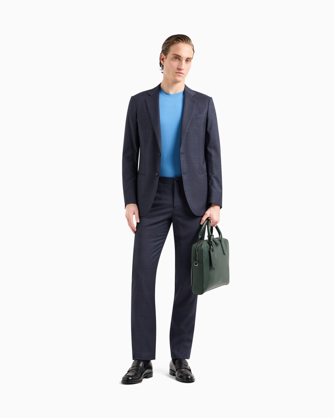 Crew-neck short-sleeved T-shirt in stretch viscose jersey Slide 1