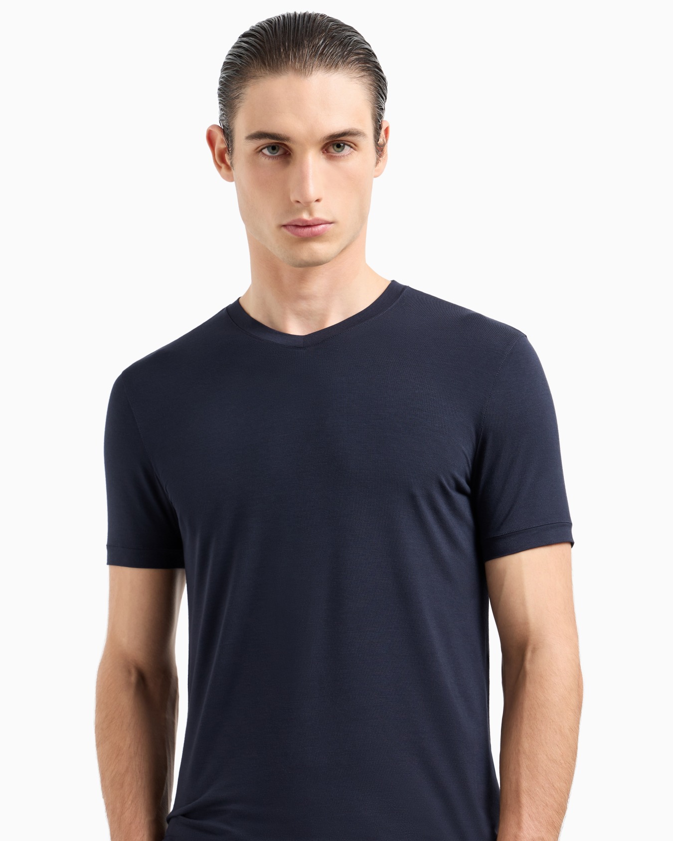 T-shirt con scollo a V Icon in jersey di viscosa stretch Slide 4