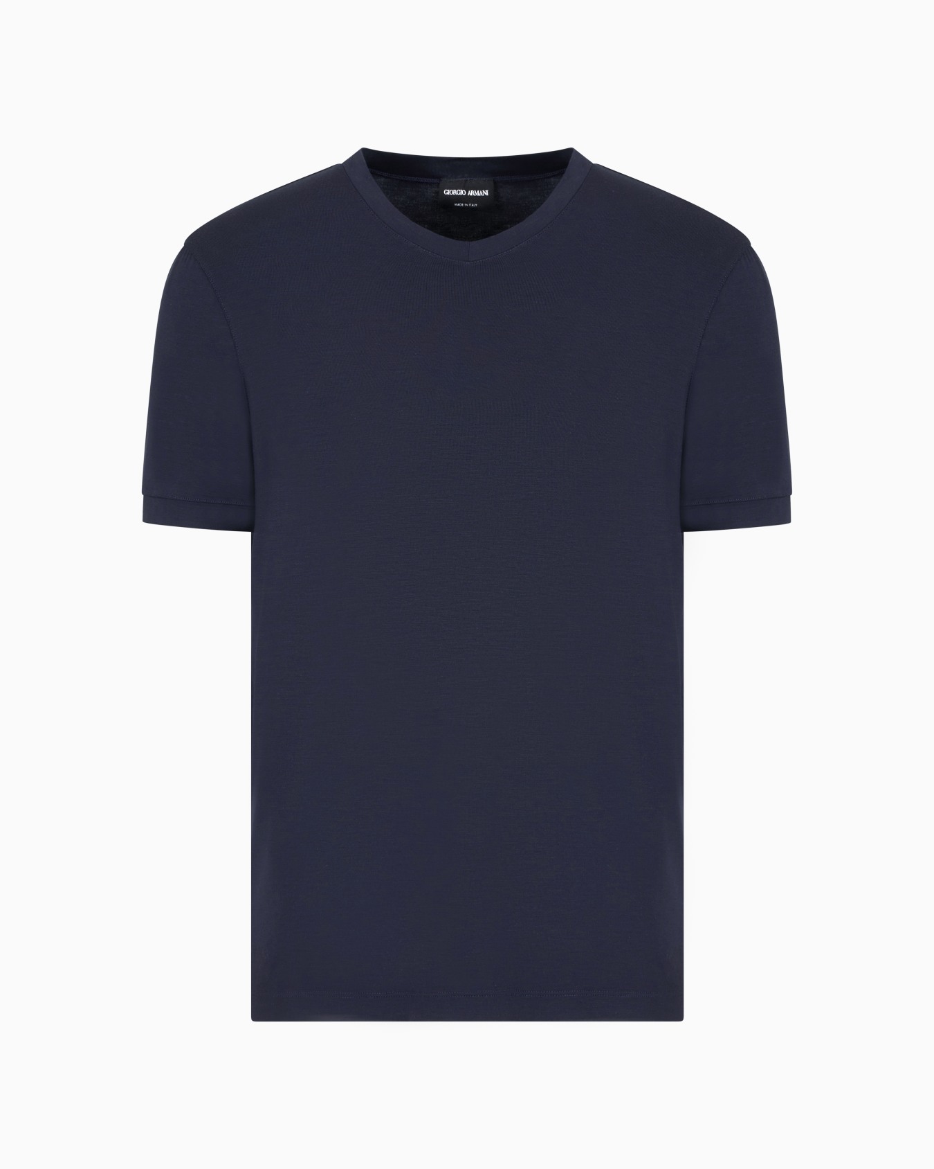 Camiseta Icon de punto de viscosa elástica con cuello de pico Diapositiva 0