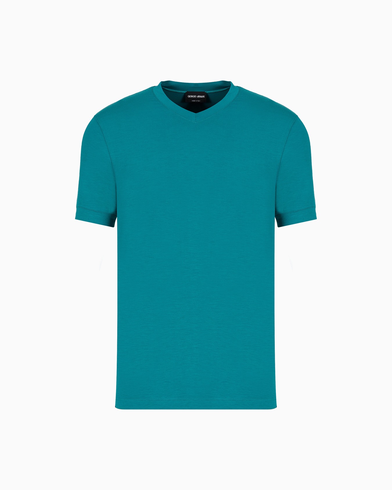 Camiseta Icon de punto de viscosa elástica con cuello de pico Diapositiva 0