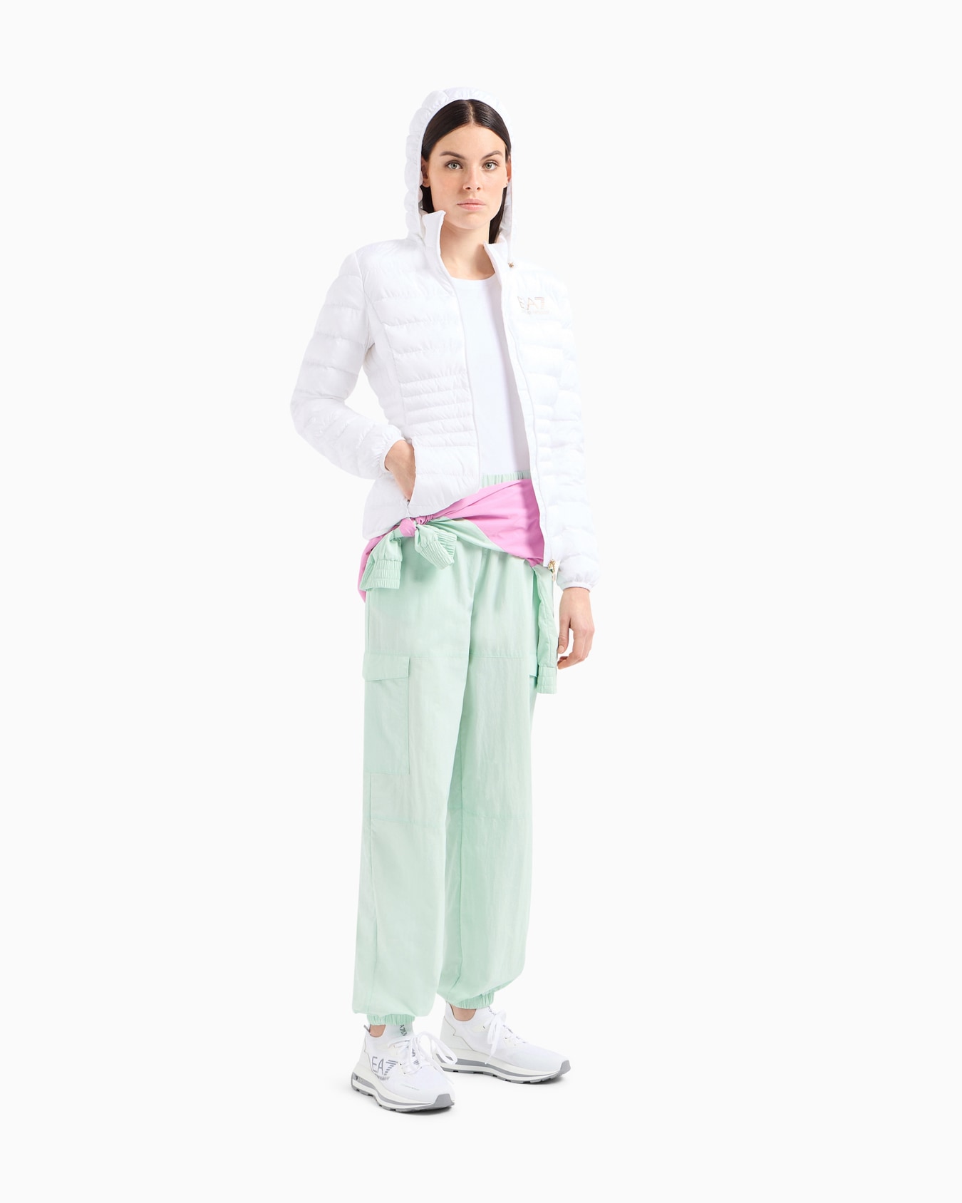 Core Lady recycled technical fabric padded hooded jacket Slide 1