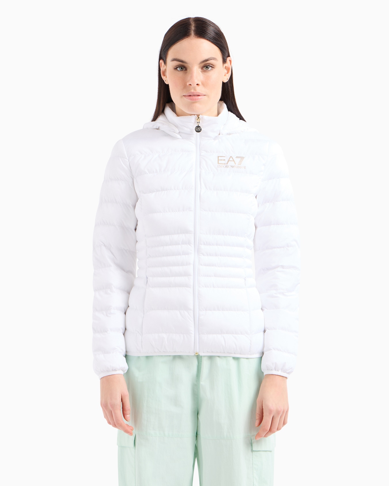 Core Lady recycled technical fabric padded hooded jacket Slide 3